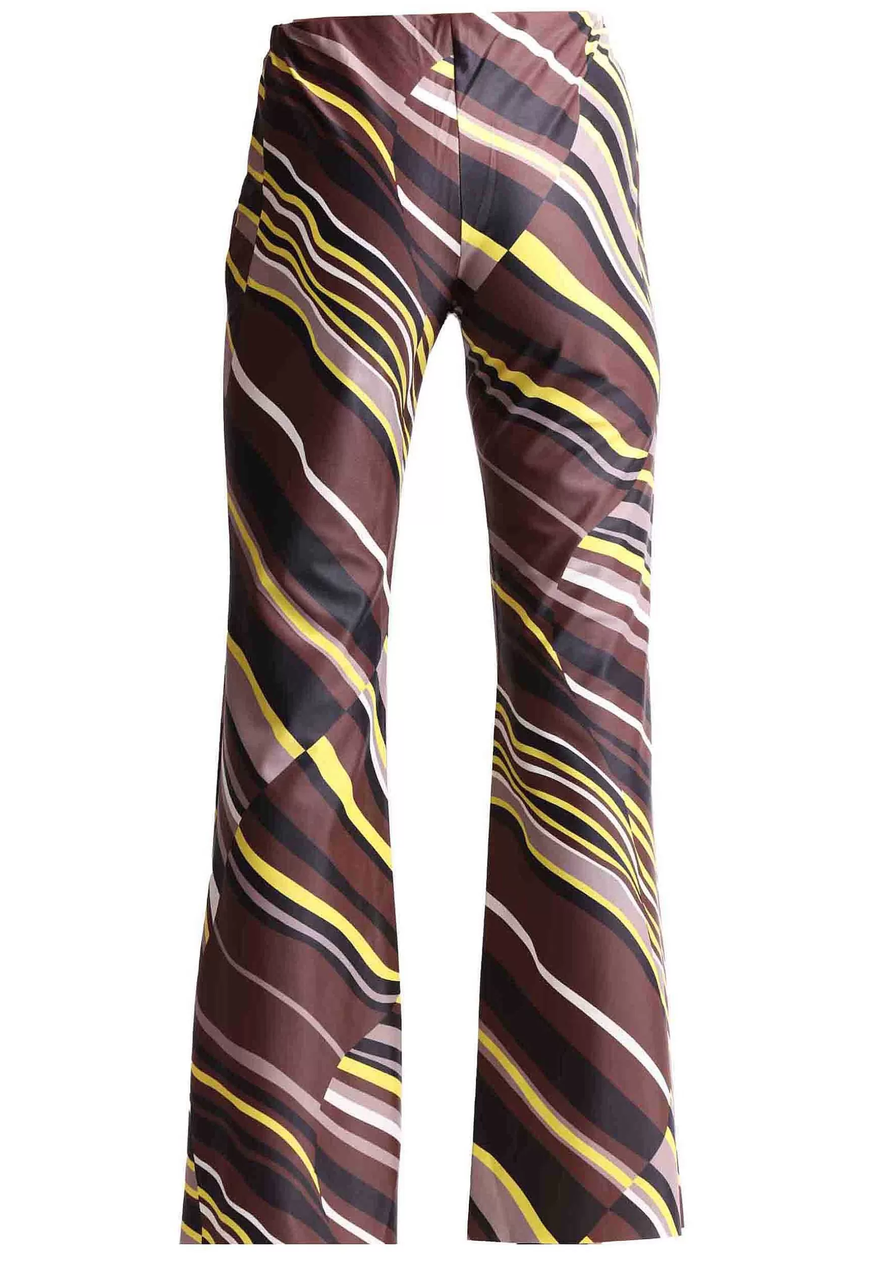 Pantaloni Donna Lyrical Stripes In Tessuto Marrone E Giallo A Righe*Maliparmi Hot