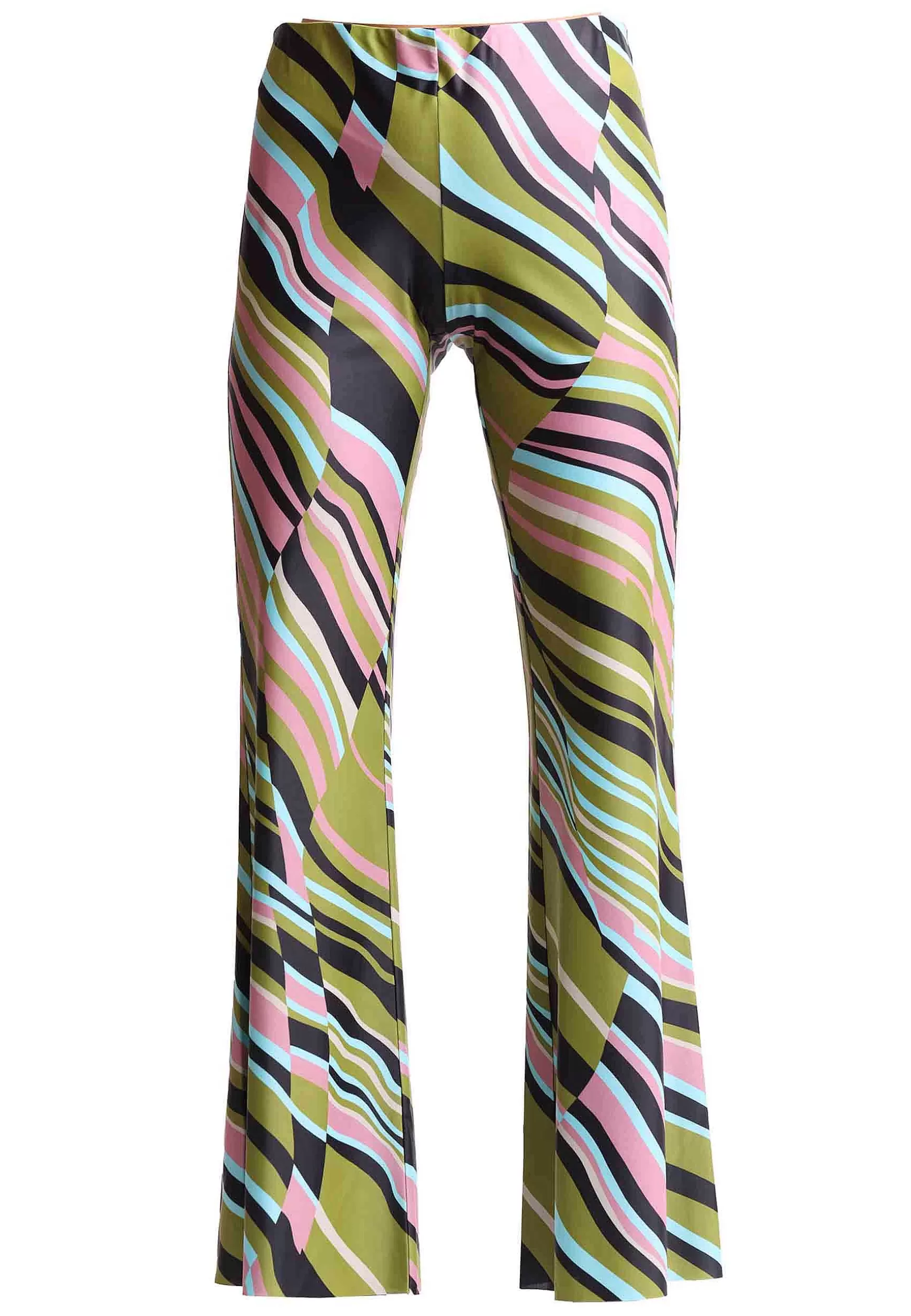 Pantaloni Donna Lyrical Stripes In Tessuto Verde E Rosa A Righe*Maliparmi Cheap