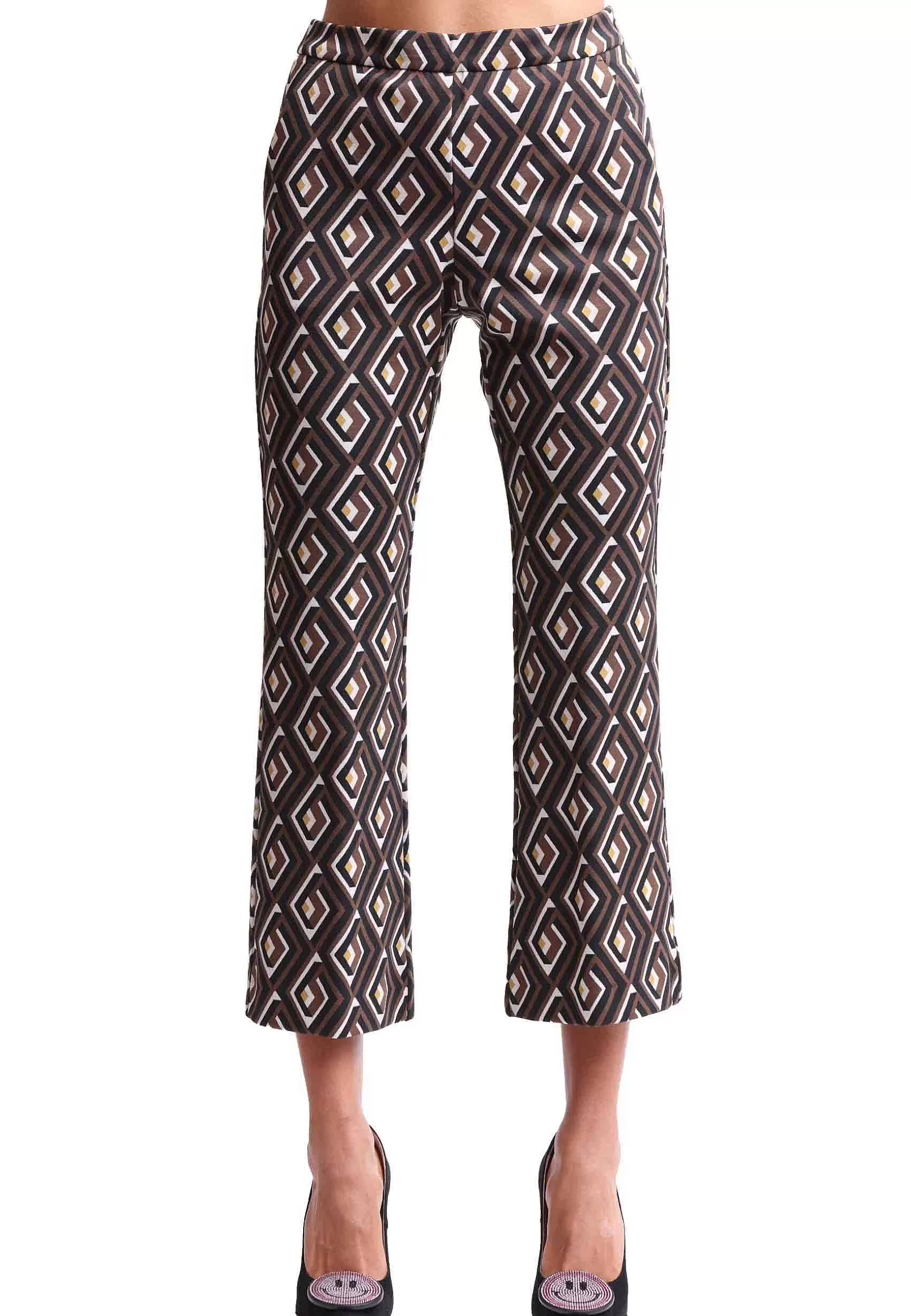 Pantaloni Donna Maze Jacquard In Marrone A Fantasia*Maliparmi Discount