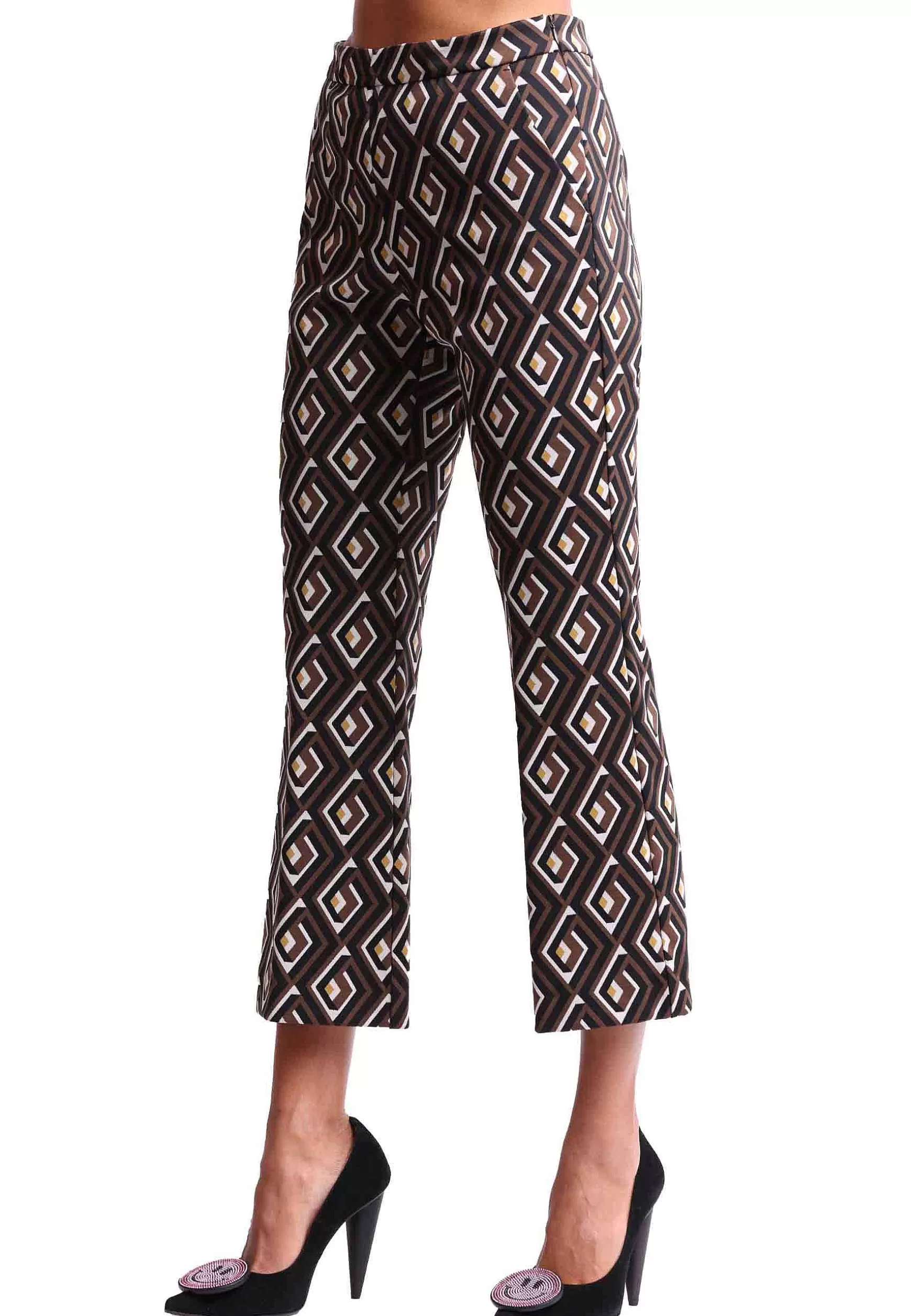 Pantaloni Donna Maze Jacquard In Marrone A Fantasia*Maliparmi Discount