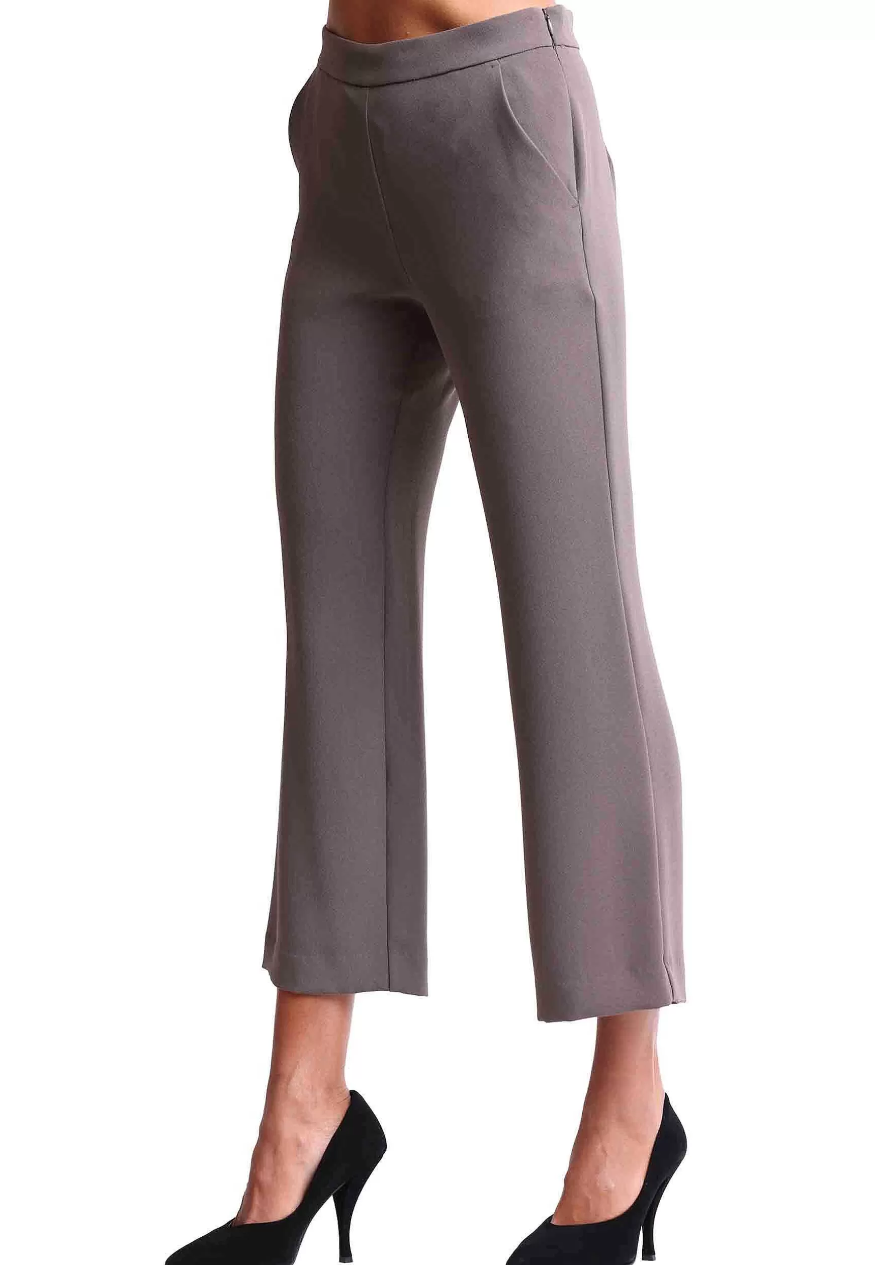 Pantaloni Donna Sable Crepe In Tessuto Grigio Con Tasche All'Inglese*Maliparmi Sale