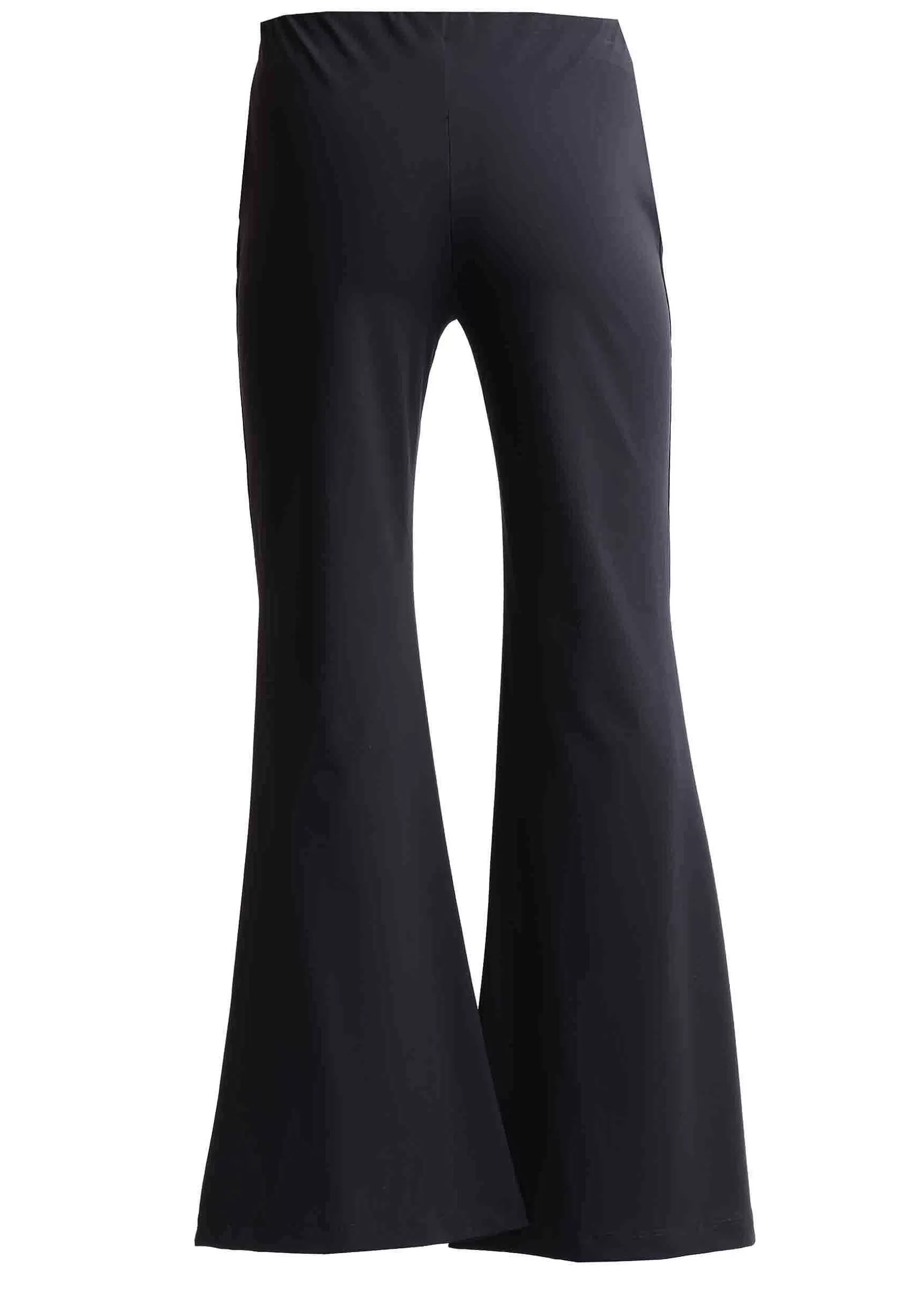 Pantaloni Donna Soft In Jersey Nero Con Gamba Svasata*Maliparmi Shop