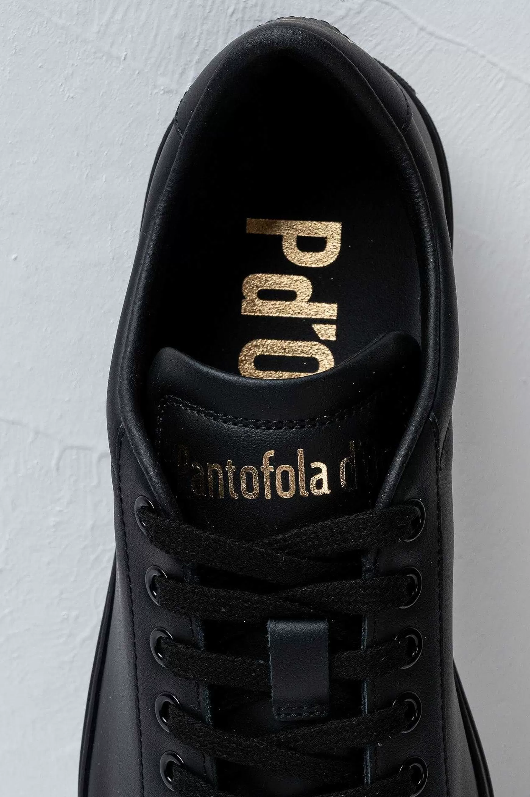 'Oro Sneakers In Pelle Top Spin Black Men's Promo*Pantofola d Shop