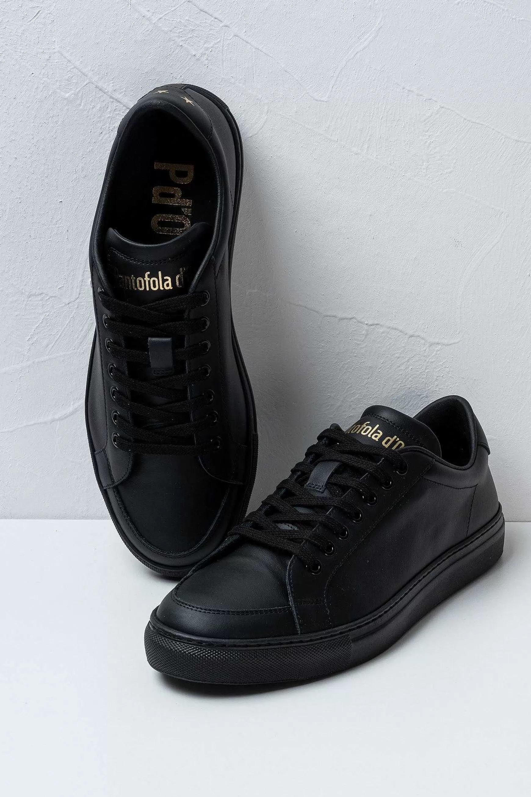 'Oro Sneakers In Pelle Top Spin Black Men's Promo*Pantofola d Shop