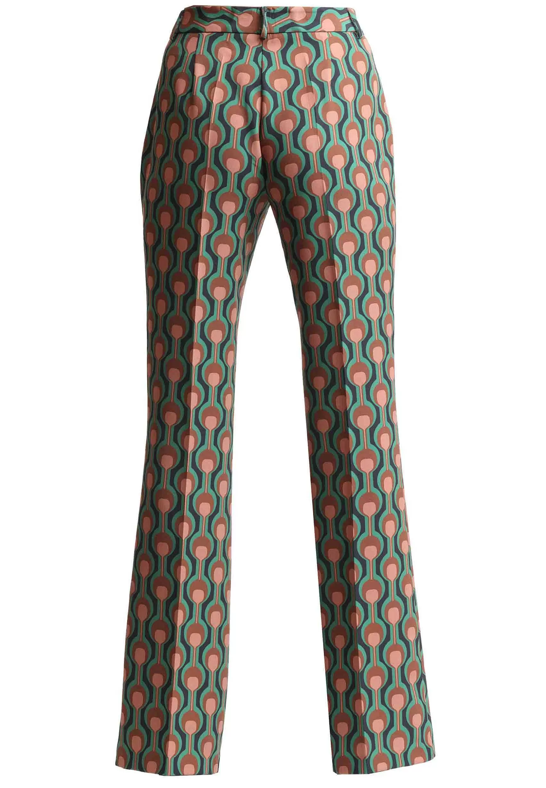 Pantoloni Donna Frieze In Cady Verde E Naturale Con Gamba Svasata*Maliparmi Online