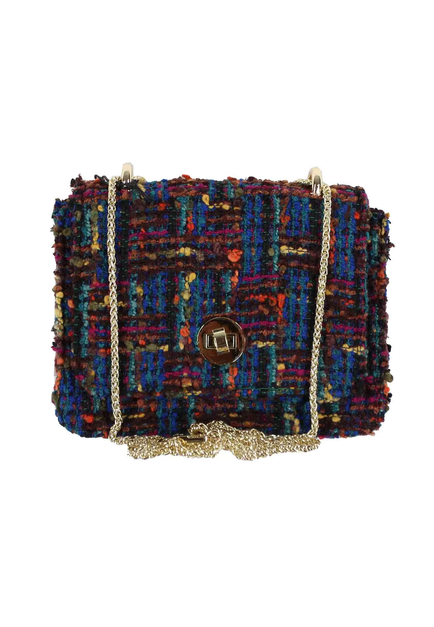 Pochette Donna In Lana Blu A Fantasia Con Tracolla In Catena*Kassiopea Sale