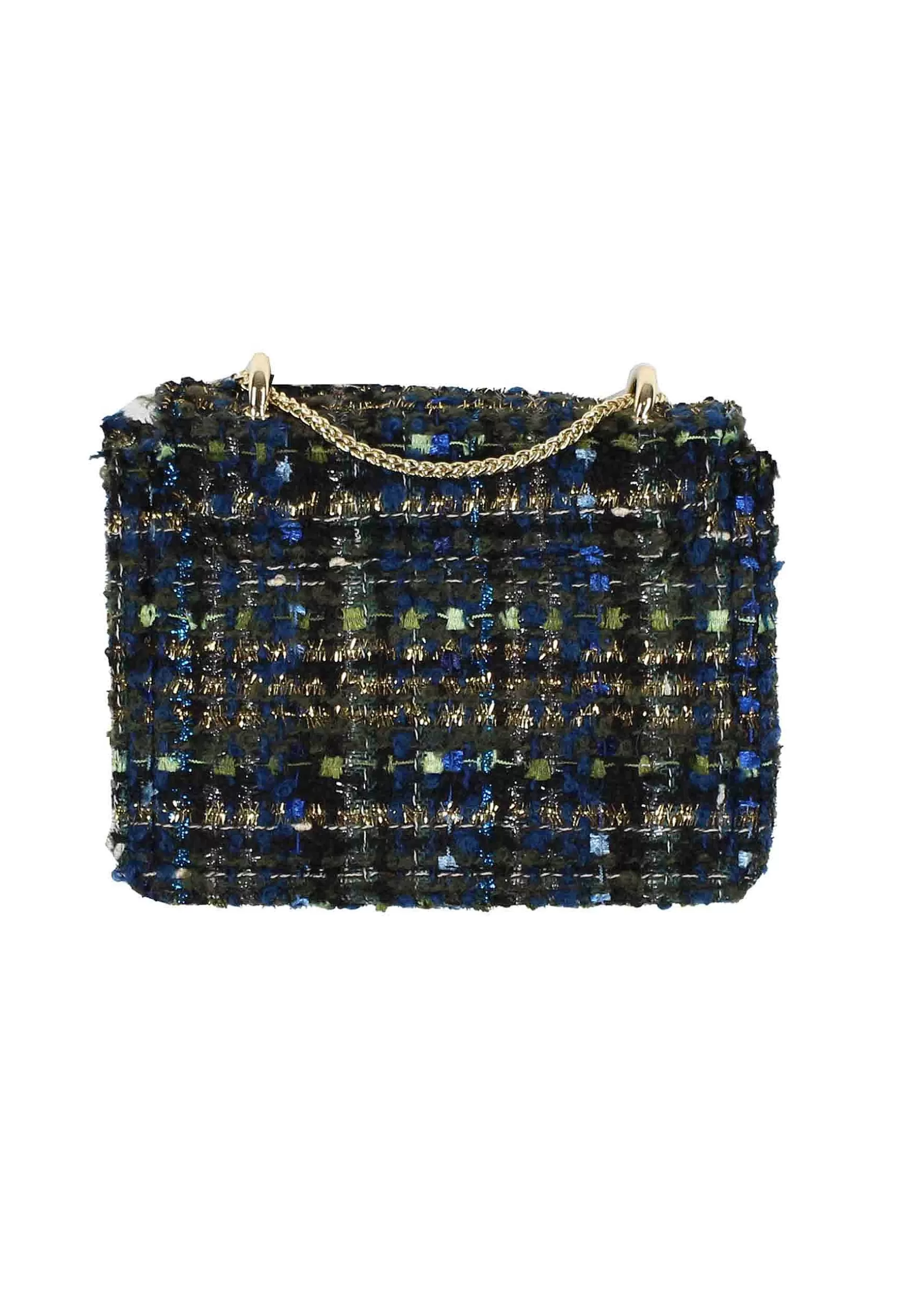 Pochette Donna In Lana Blu A Fantasia Con Tracolla In Catena*Kassiopea Hot