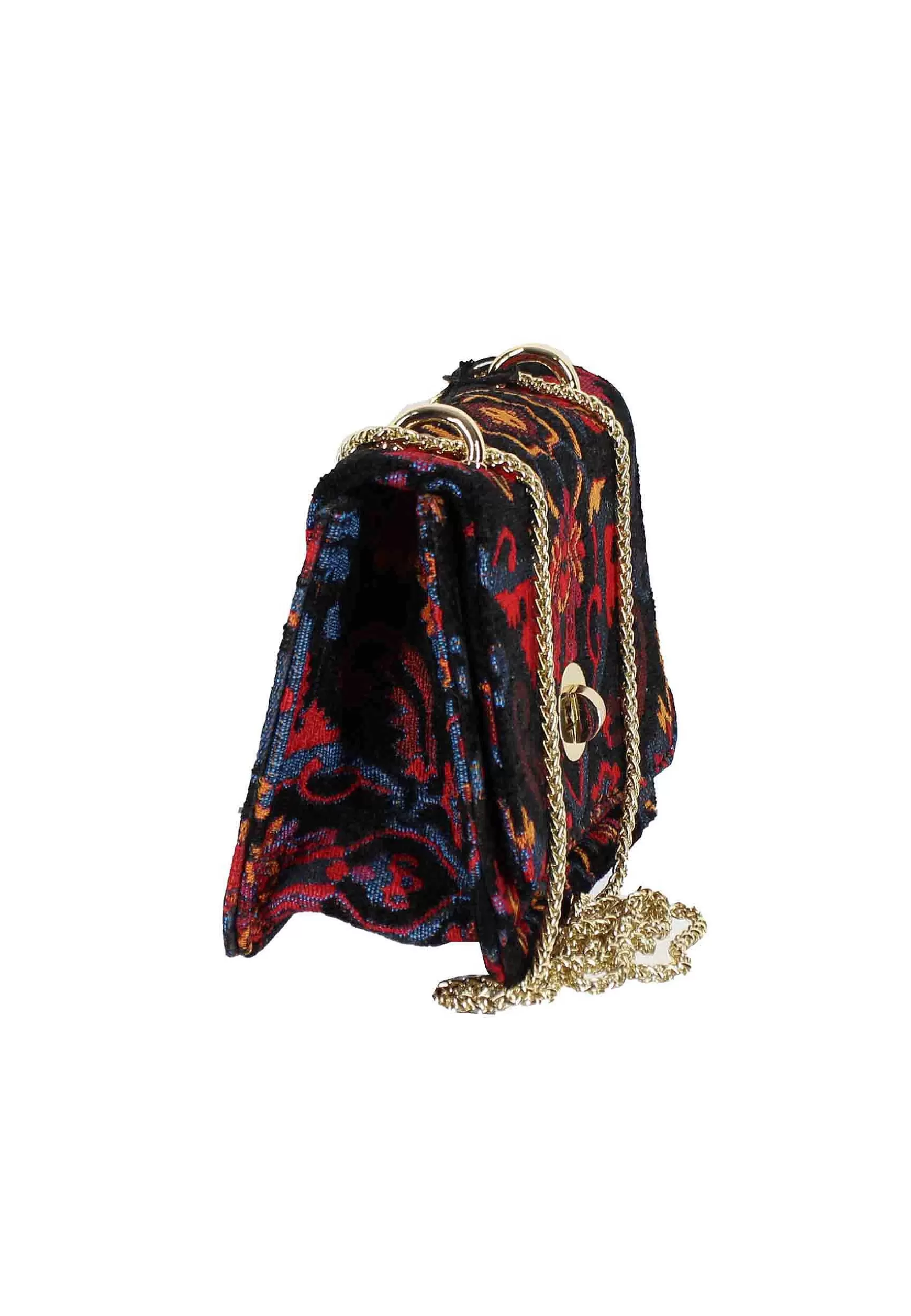 Pochette Donna In Lana Nera A Fantasia Con Tracolla In Catena*Kassiopea Cheap
