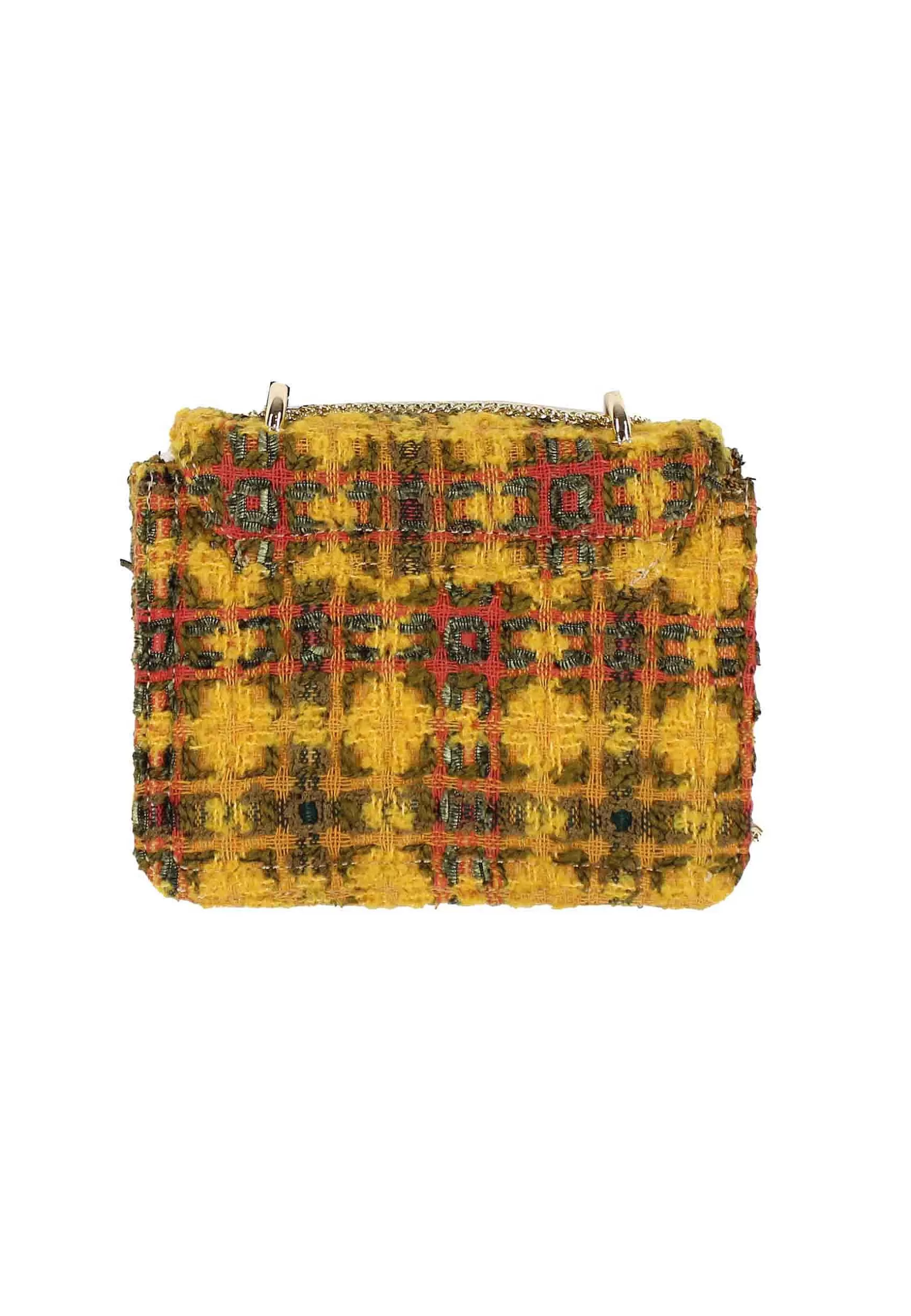 Pochette Donna In Lana Senape A Fantasia Con Tracolla In Catena*Kassiopea Cheap