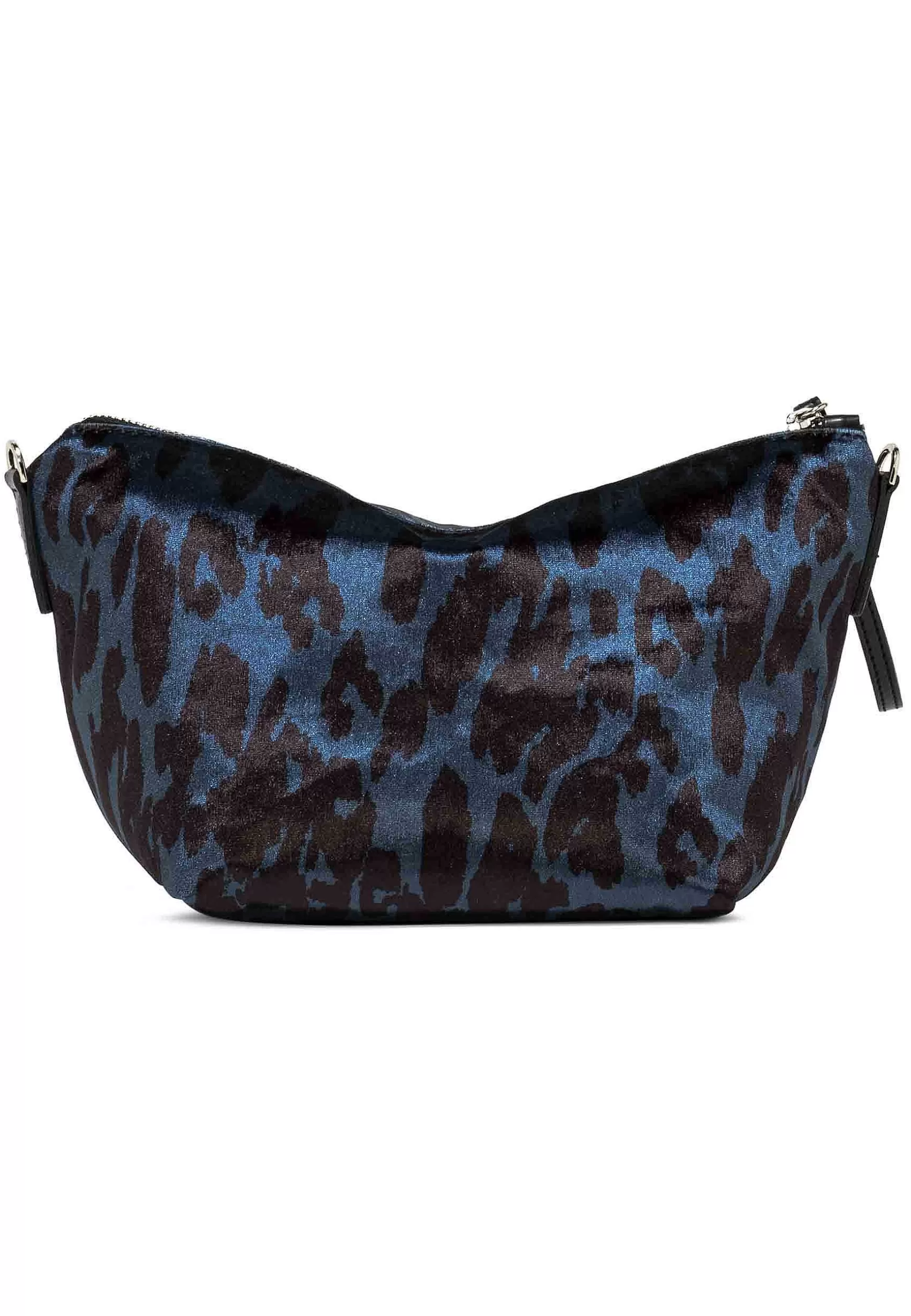 Pochette Donna In Tessuto Animalier Blu Con Manico E Tracolla In Pelle*Gianni Chiarini New