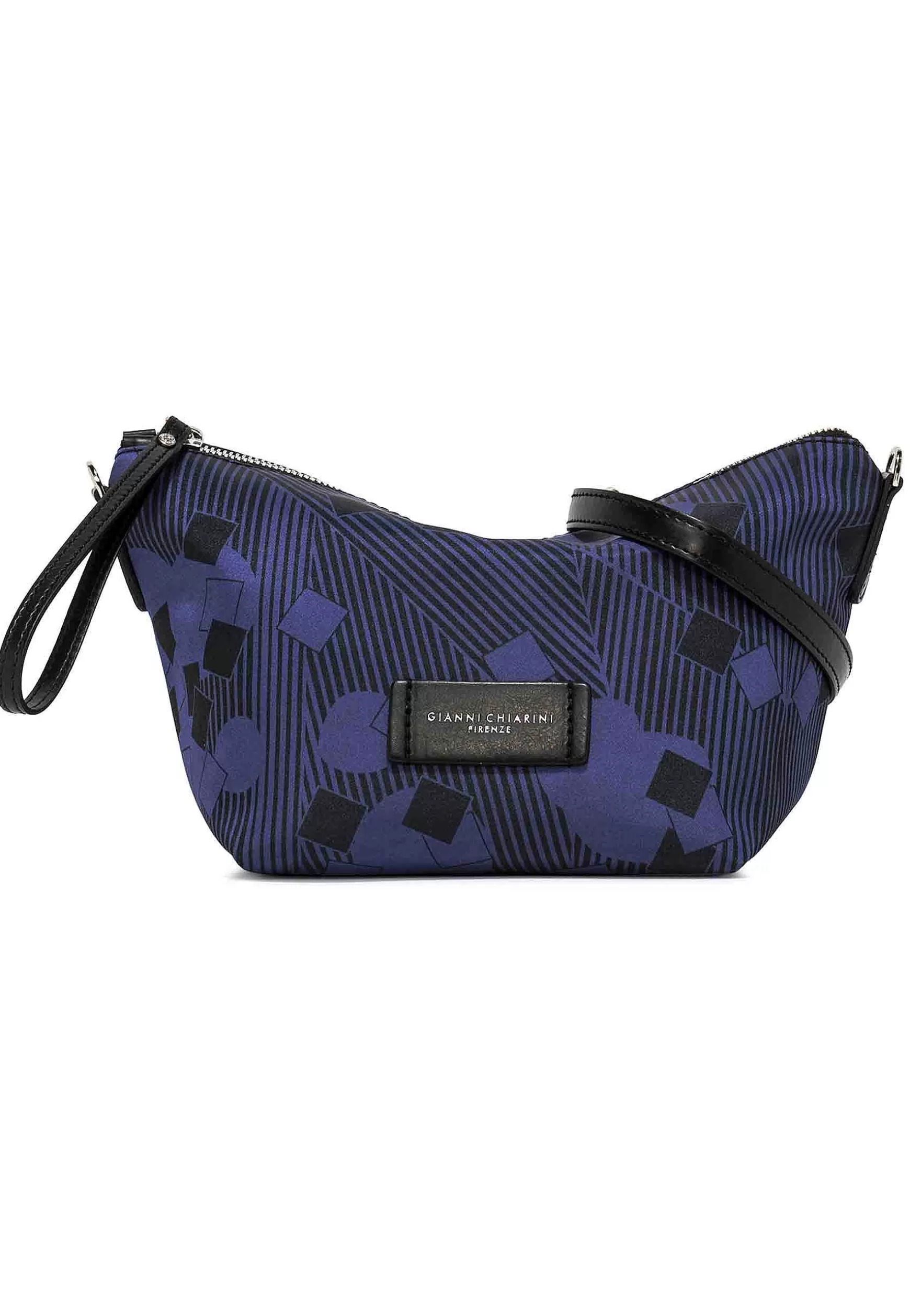 Pochette Donna In Tessuto Fantasia Blu Con Manico E Tracolla In Pelle*Gianni Chiarini Outlet