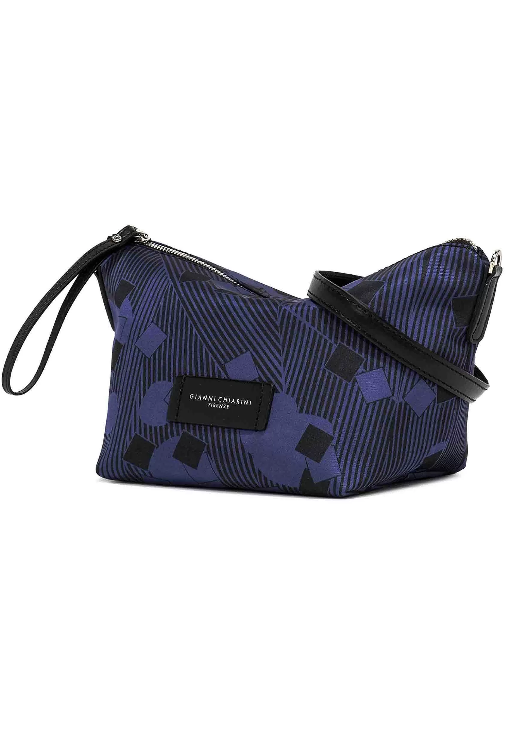 Pochette Donna In Tessuto Fantasia Blu Con Manico E Tracolla In Pelle*Gianni Chiarini Outlet