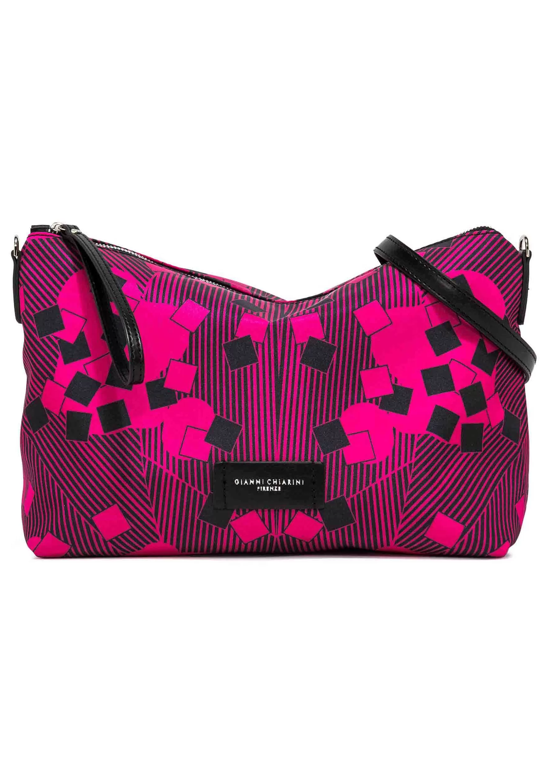 Pochette Grande Donna In Tessuto Fuxia A Fantasia Con Manico E Tracolla In Pelle*Gianni Chiarini Clearance