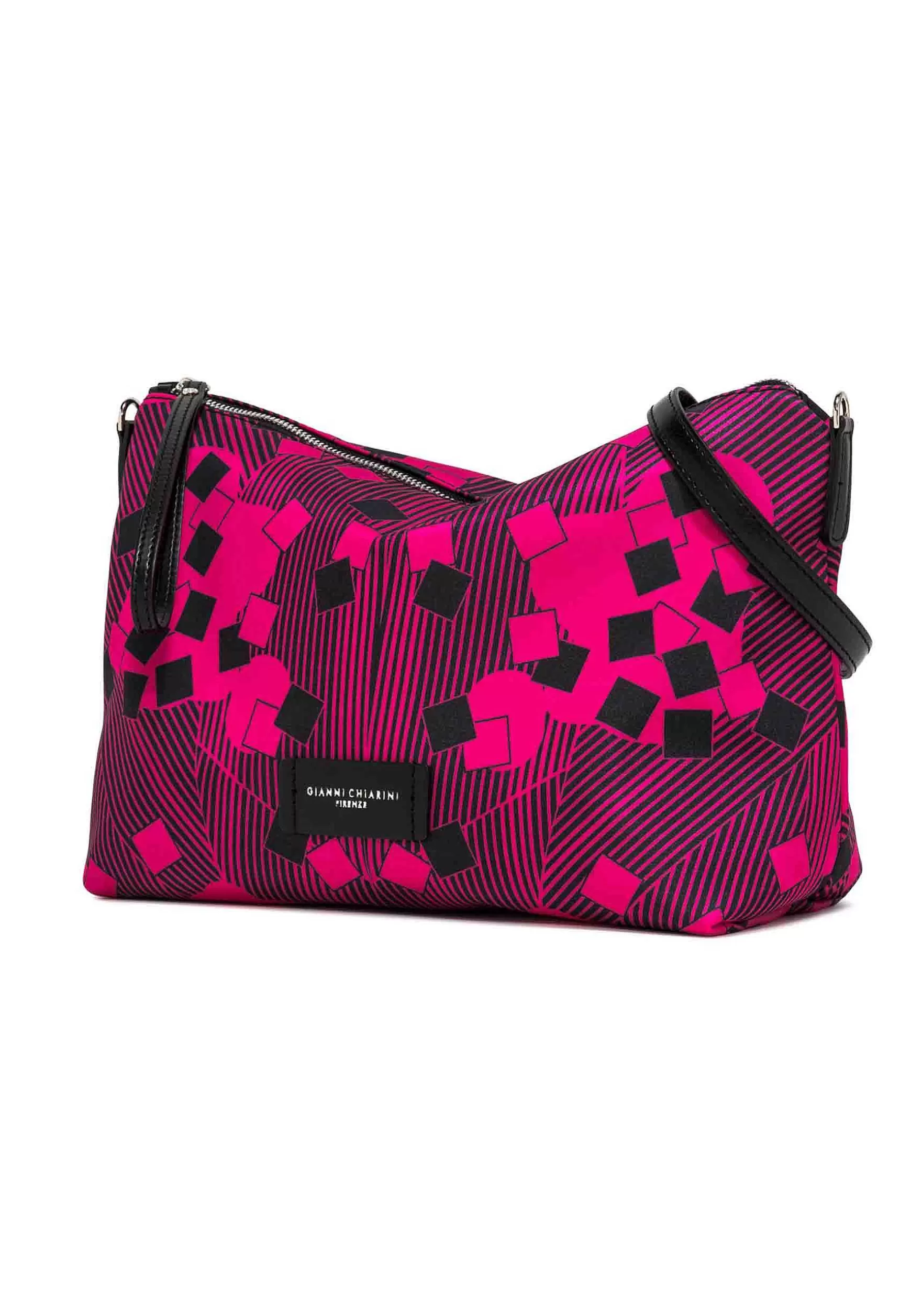Pochette Grande Donna In Tessuto Fuxia A Fantasia Con Manico E Tracolla In Pelle*Gianni Chiarini Clearance