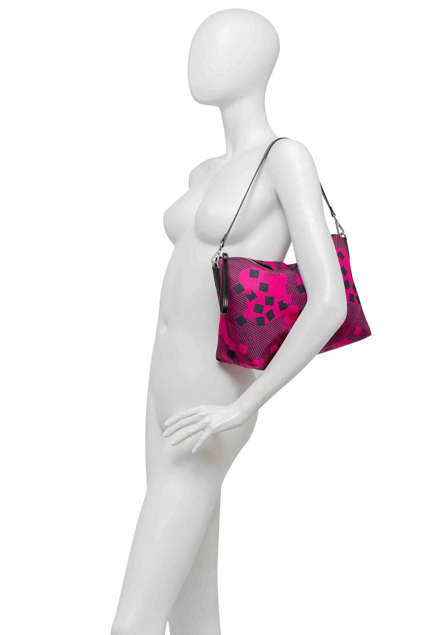 Pochette Grande Donna In Tessuto Fuxia A Fantasia Con Manico E Tracolla In Pelle*Gianni Chiarini Clearance
