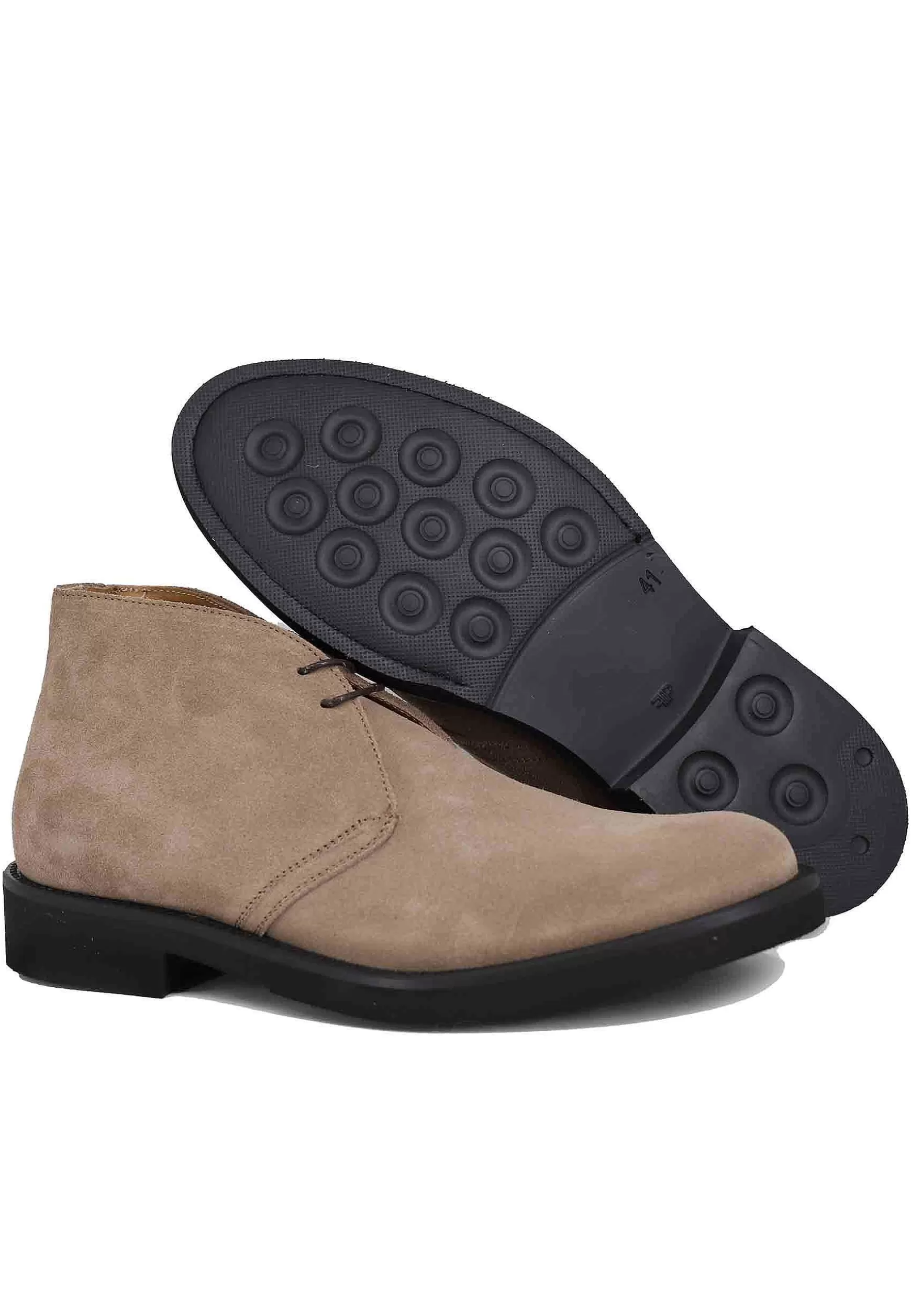 Polacchine Uomo In Camoscio Beige Con Suola In Gomma Ultra Leggera** Online