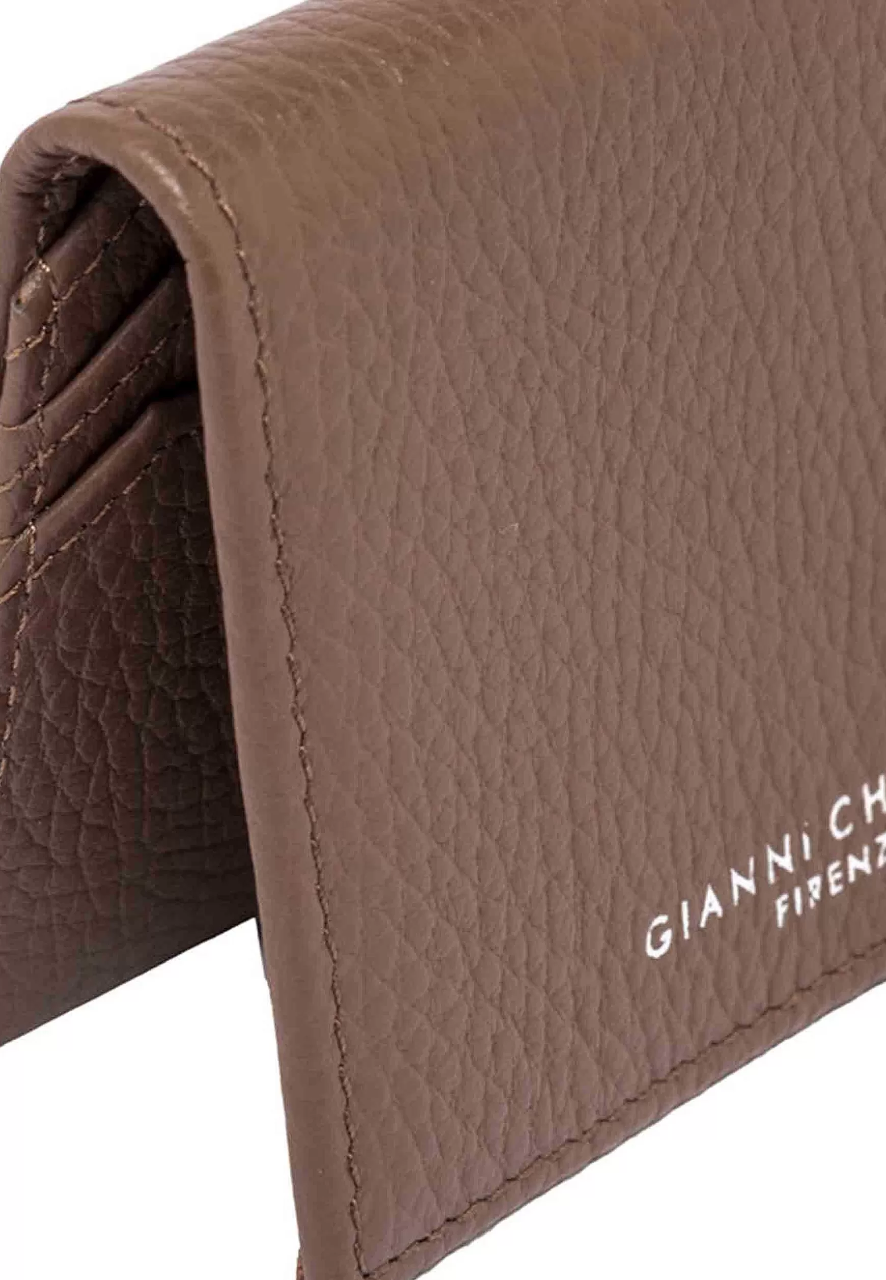 Portacarte Donna In Pelle Martellata Castoro Con Bottoncino Di Chiusura*Gianni Chiarini Best