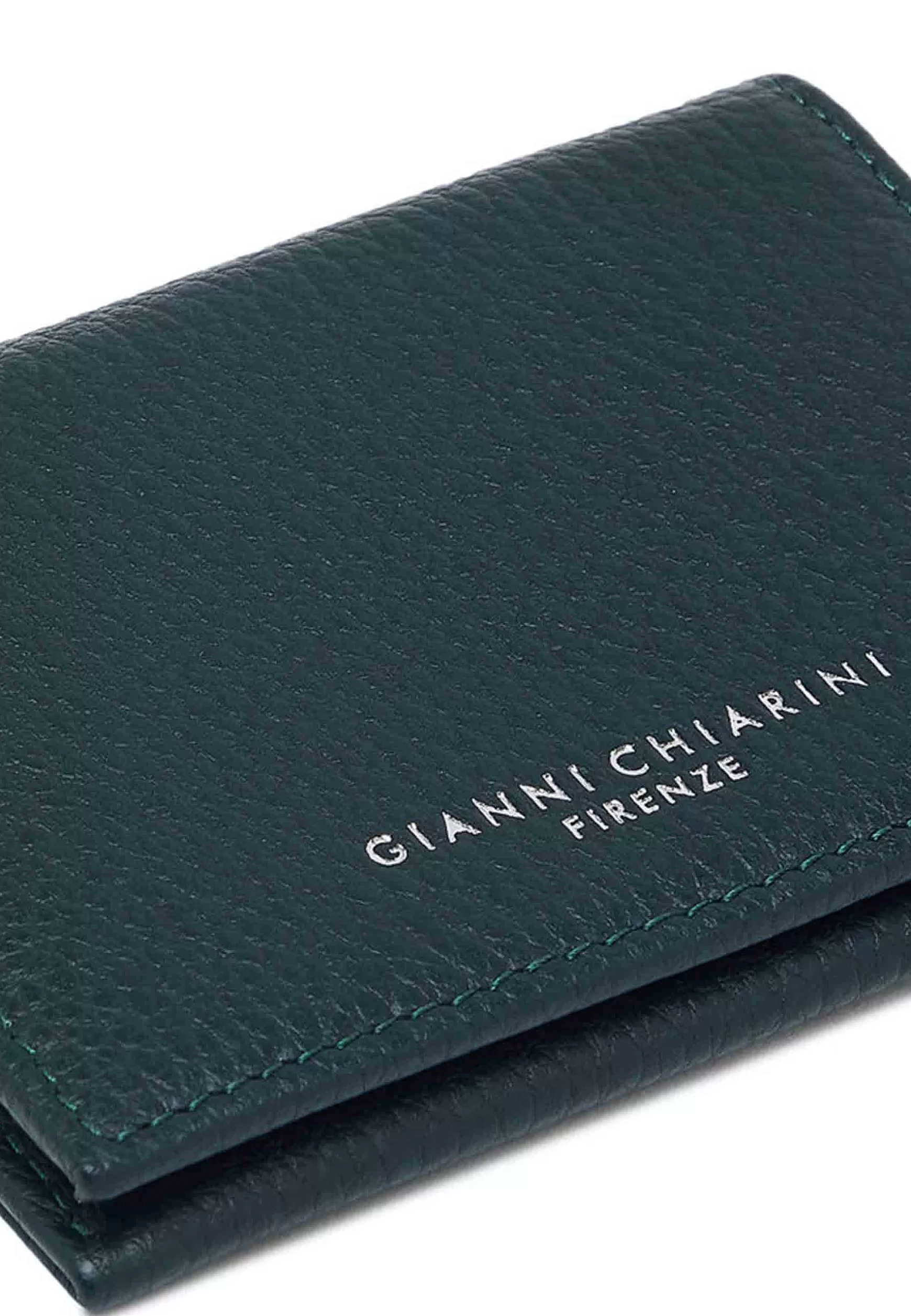 Portacarte Donna In Pelle Martellata Verde Con Bottoncino Di Chiusura*Gianni Chiarini Sale