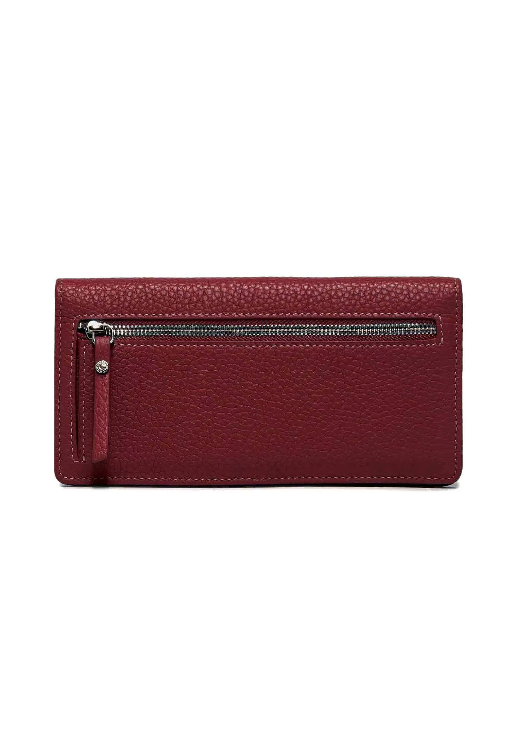 Portafogli Donna In Pelle Bordeaux Martellata Con Bottoncino Di Chiusura*Gianni Chiarini Fashion