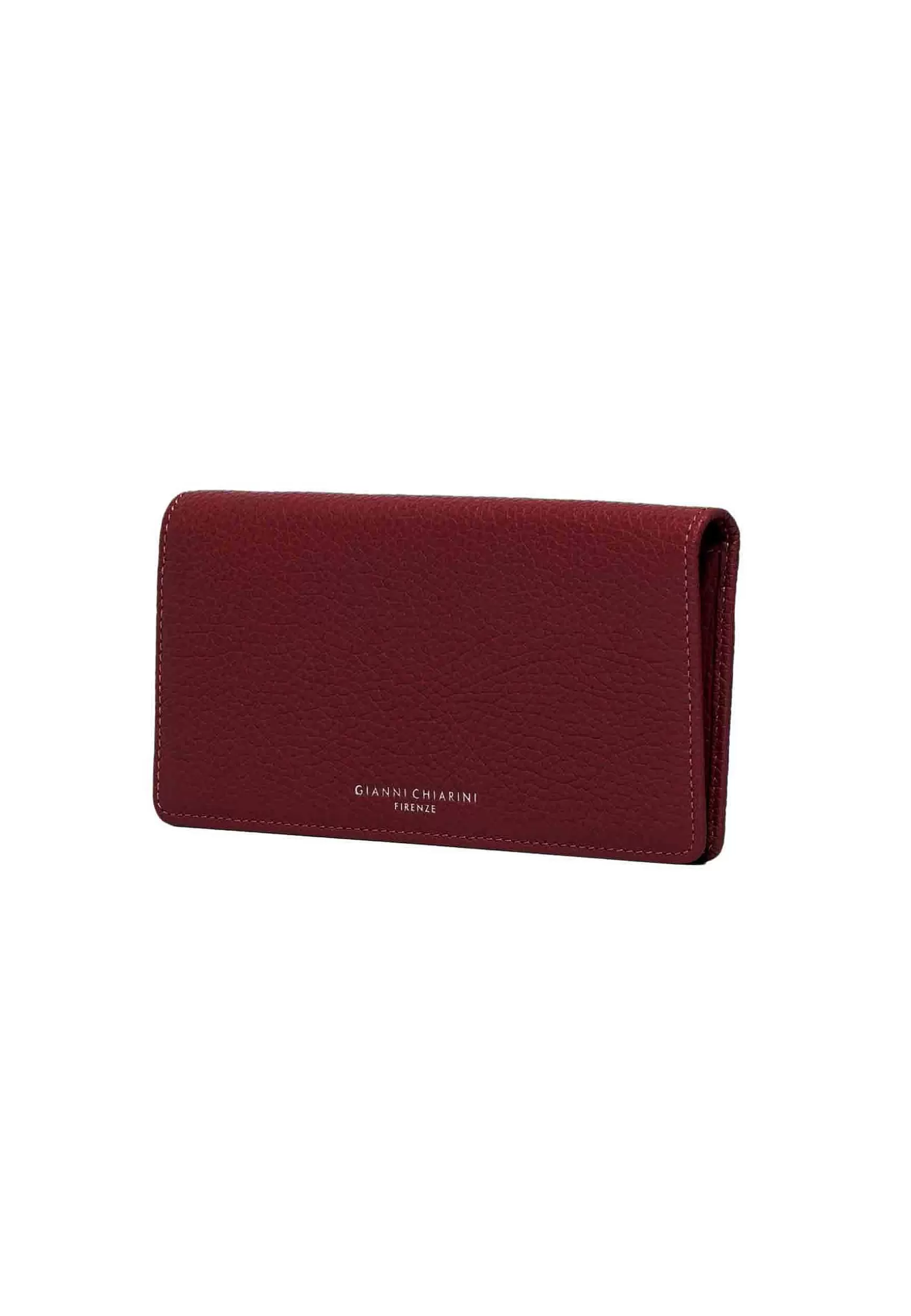 Portafogli Donna In Pelle Bordeaux Martellata Con Bottoncino Di Chiusura*Gianni Chiarini Fashion