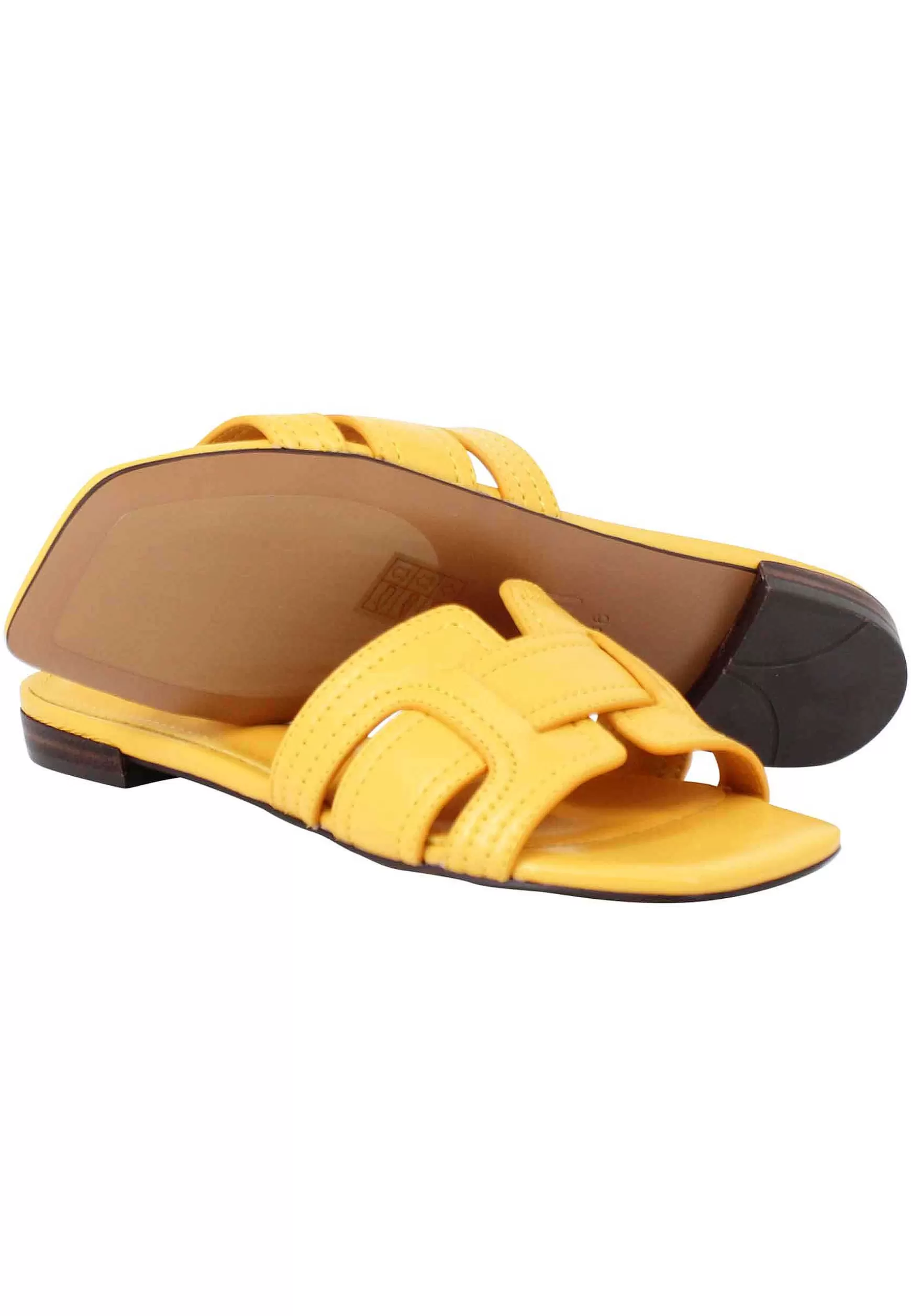 Sandali Bassi Cremes Donna In Pelle Senape E Punta Quadra*Bibi Lou Flash Sale