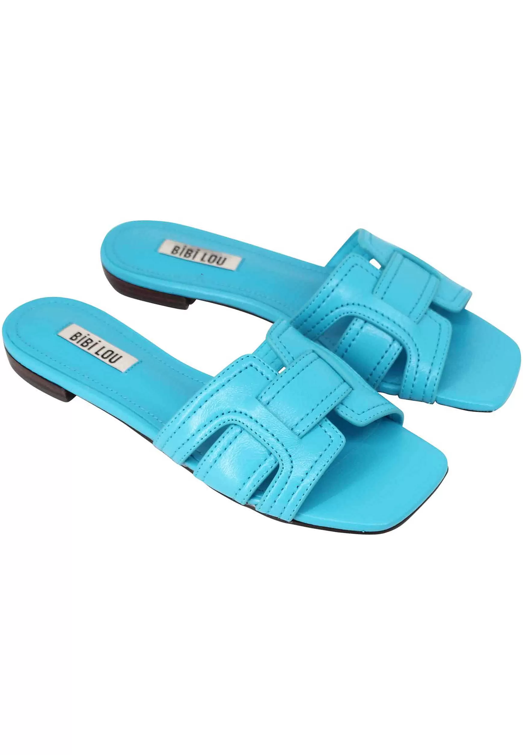 Sandali Bassi Cremes Donna In Pelle Turchese E Punta Quadra*Bibi Lou Best