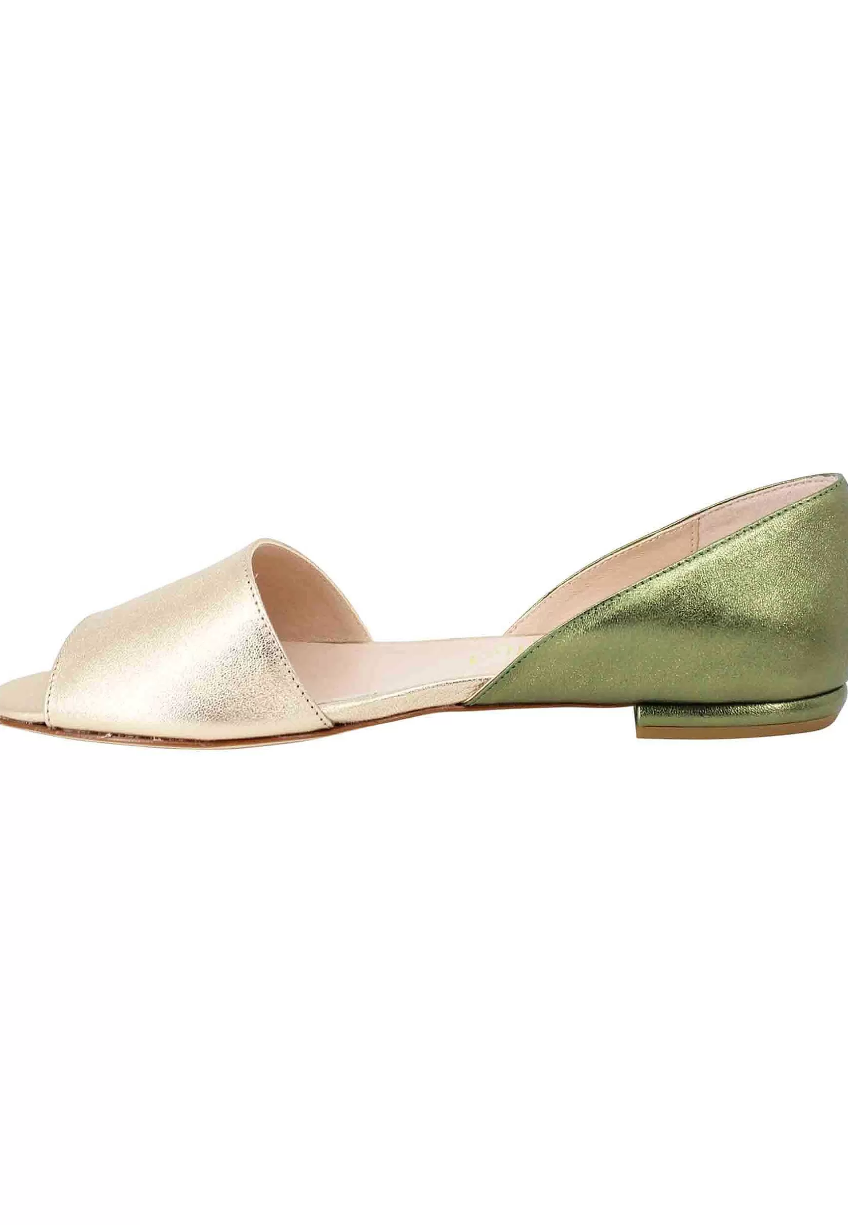 Sandali Bassi Donna Bicolore In Pelle Oro E Verde** Store