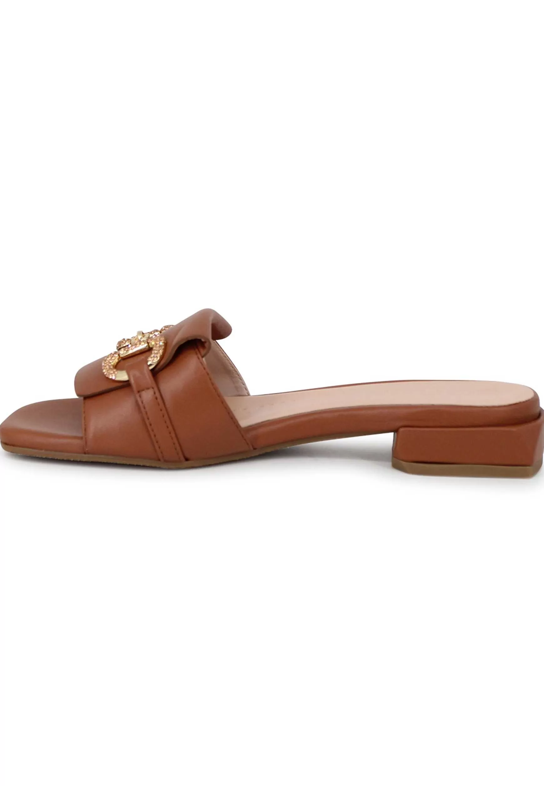 Sandali Bassi Donna In Pelle Cuoio Con Morsetto Gioiello*Lorenzo Mari Flash Sale