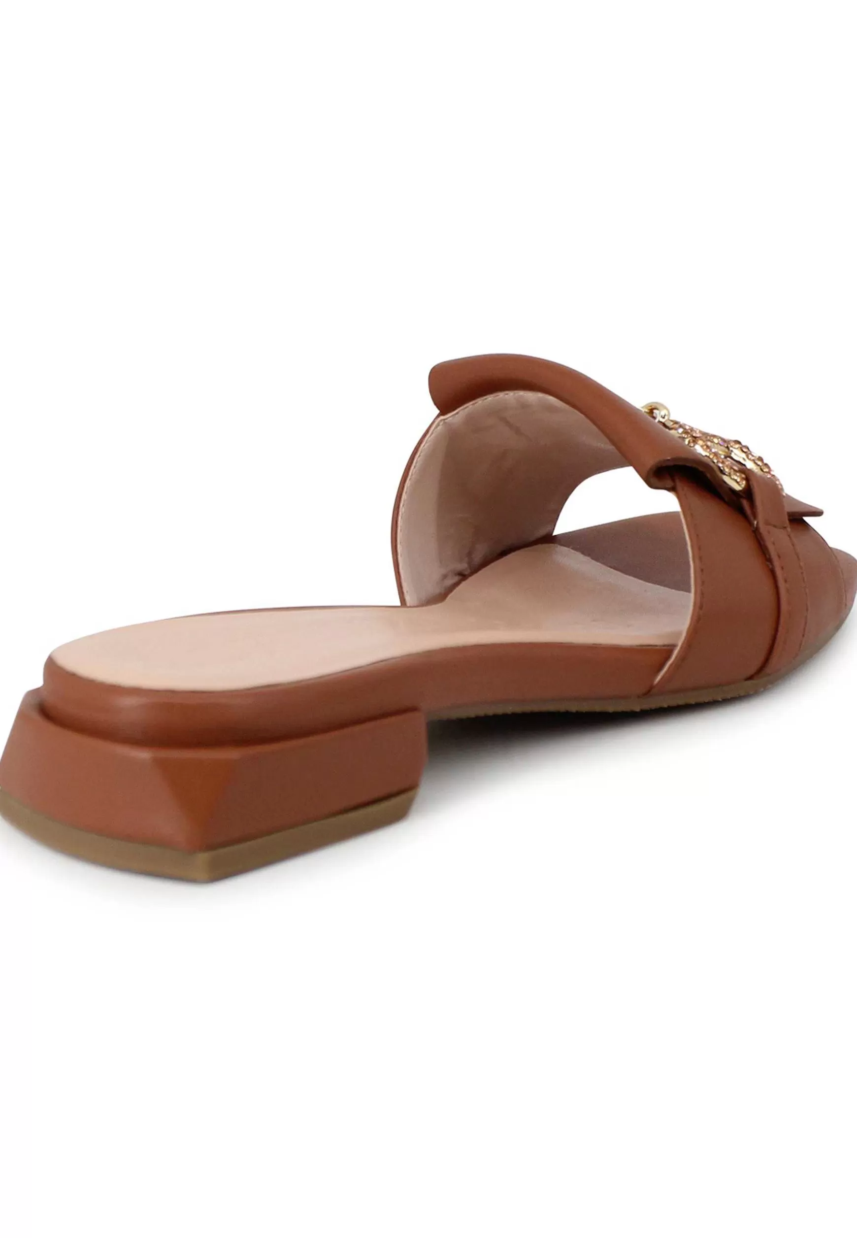 Sandali Bassi Donna In Pelle Cuoio Con Morsetto Gioiello*Lorenzo Mari Flash Sale