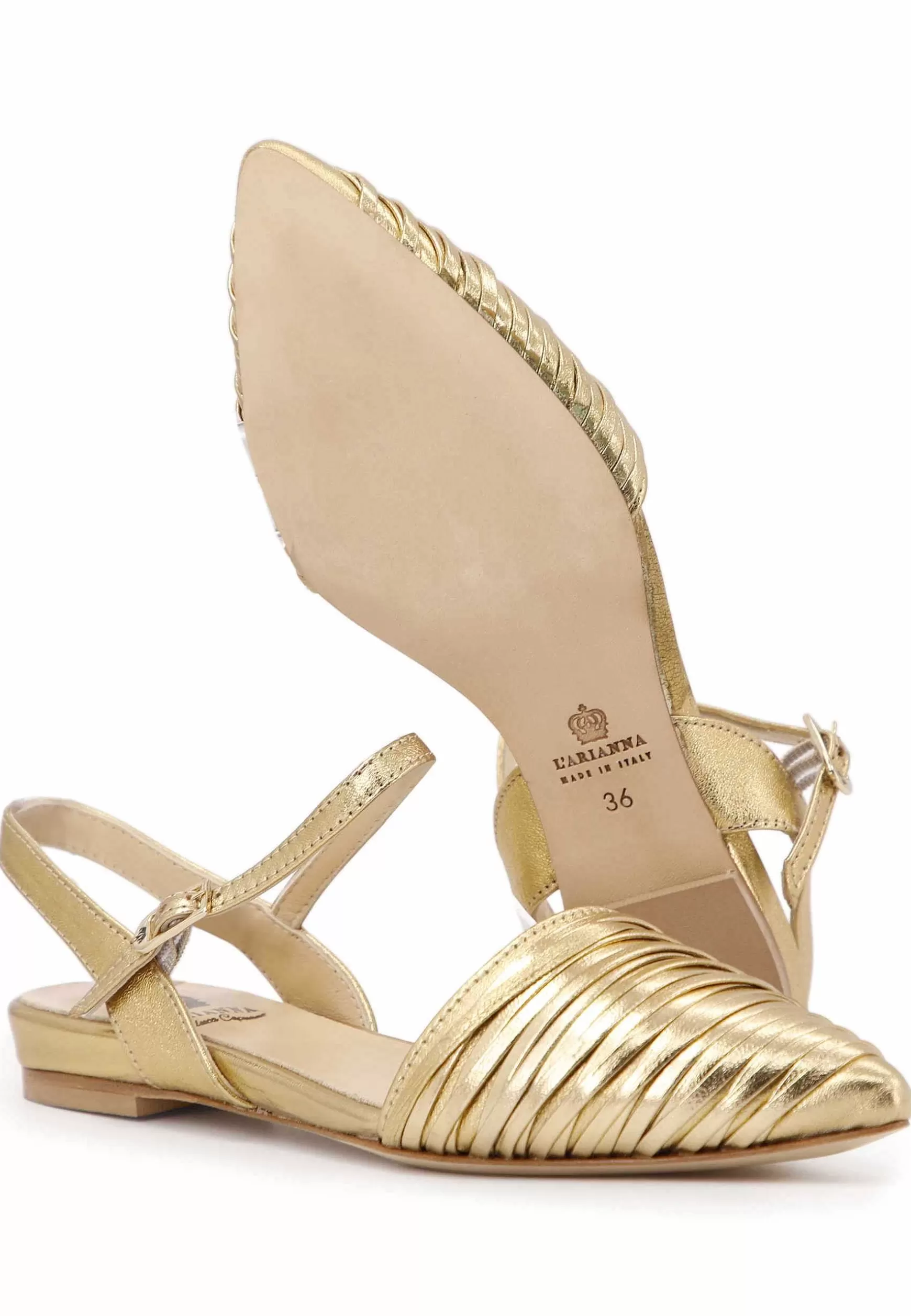 Sandai Bassi Donna In Pee aminata Oro Con Cinturino Aa Cavigia*L New