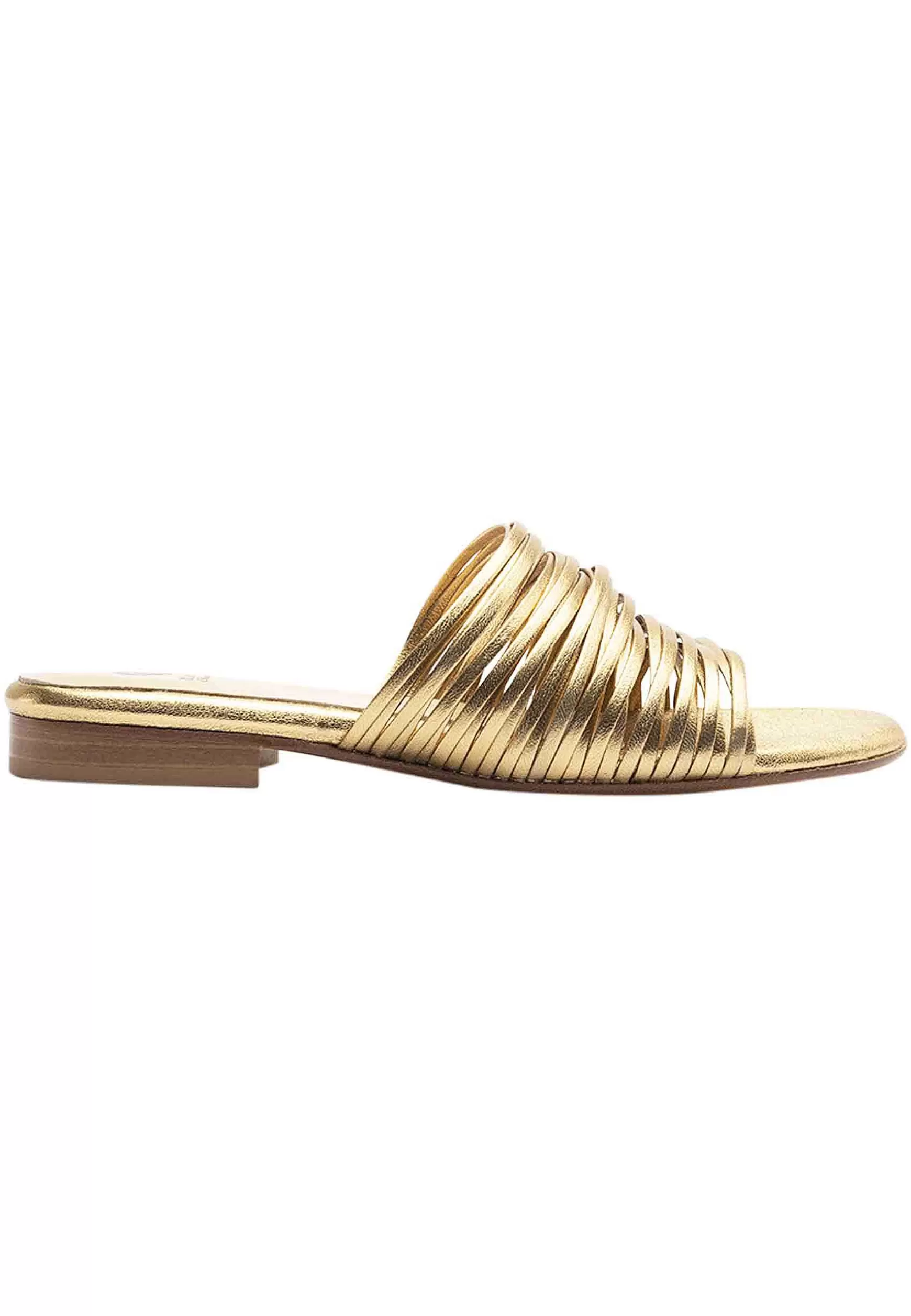 Sandai Bassi Donna In Pee aminata Oro Con Tacco In Cuoio*L Best Sale