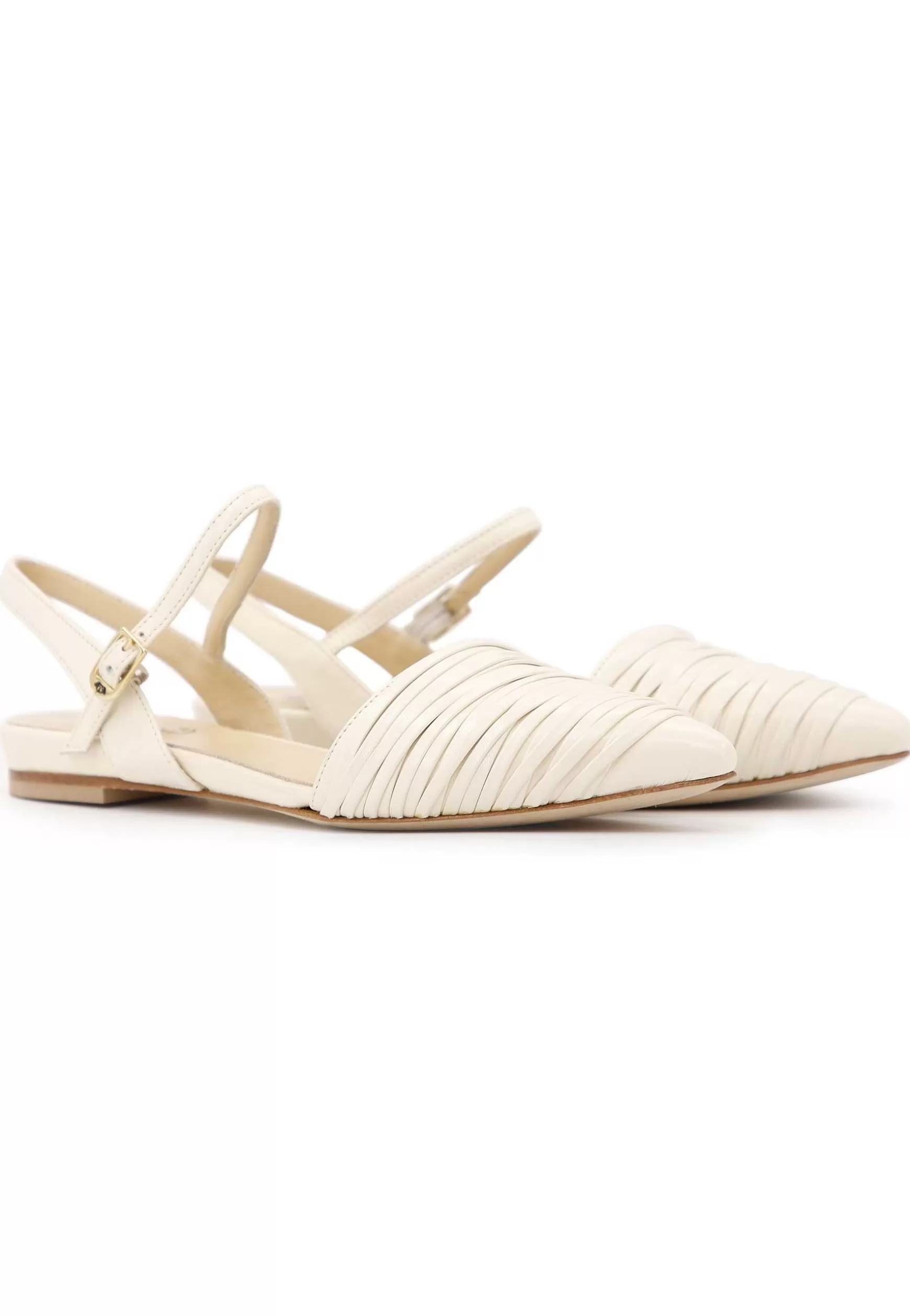Sandai Bassi Donna In Pee Off White Con Cinturino Aa Cavigia*L Sale