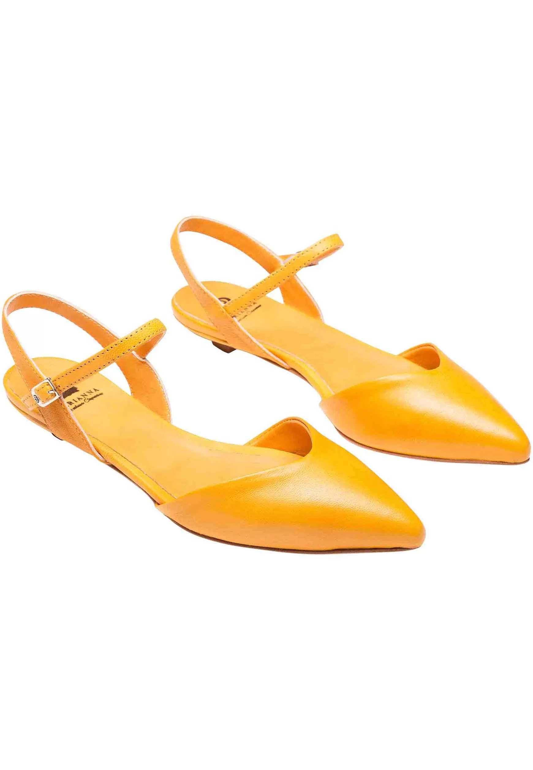 Sandai Bassi Donna In Pee Zafferano Punta Chiusa Con Cinturino Aa Cavigia*L Discount