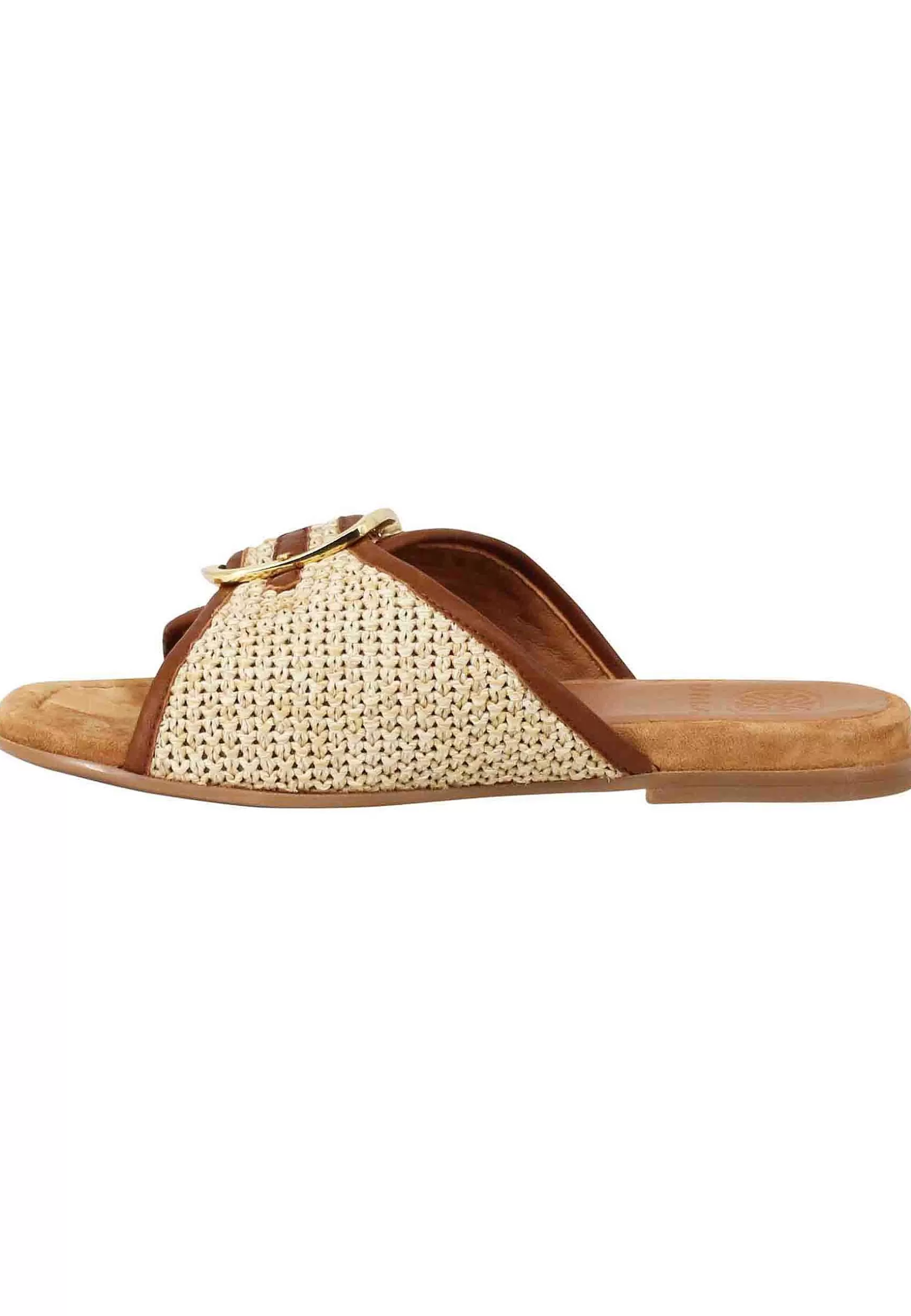 Sandali Bassi Donna In Tessuto Naturale Con Fibbia Oro*Unisa Sale