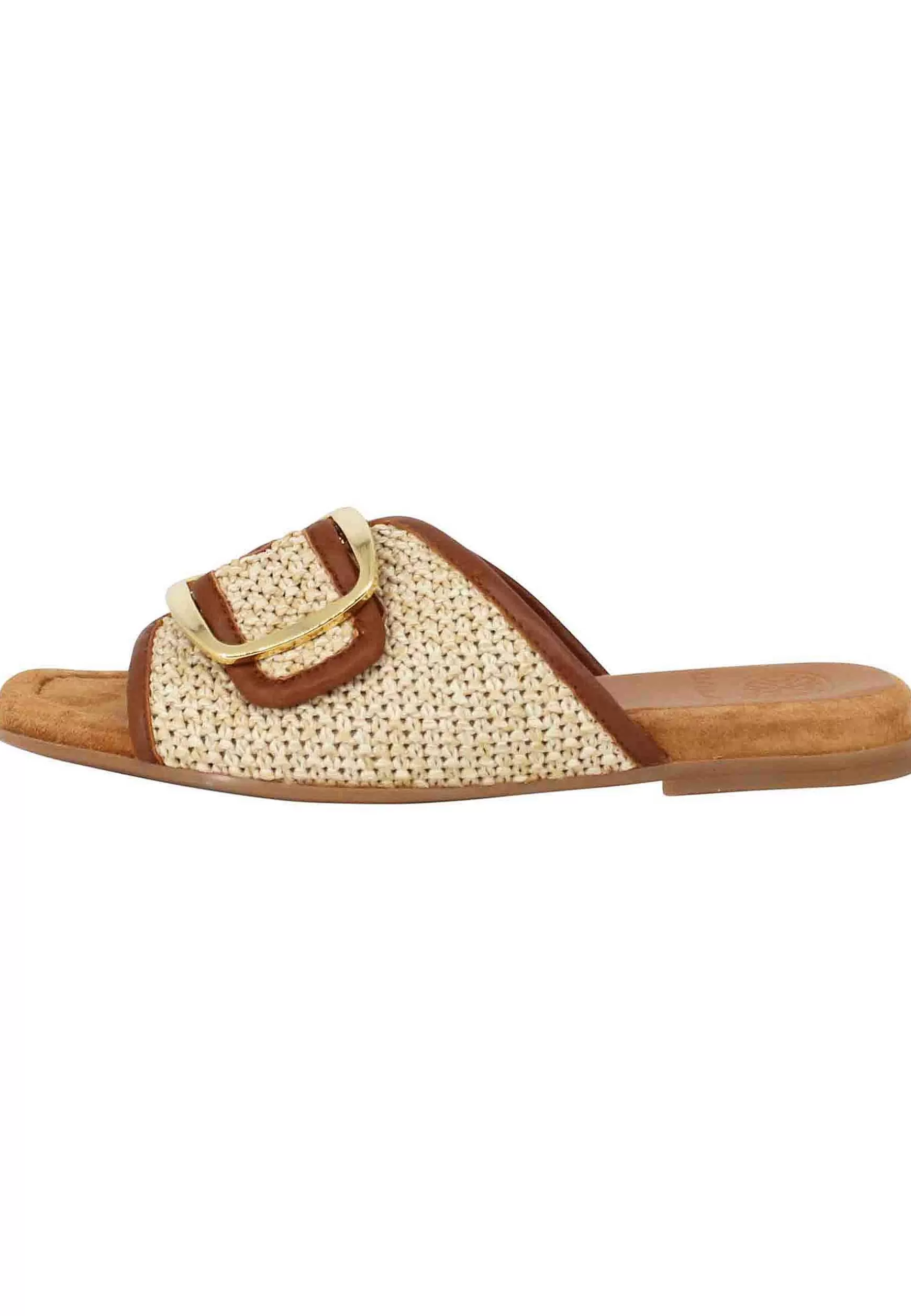 Sandali Bassi Donna In Tessuto Naturale Con Fibbia Oro*Unisa Sale
