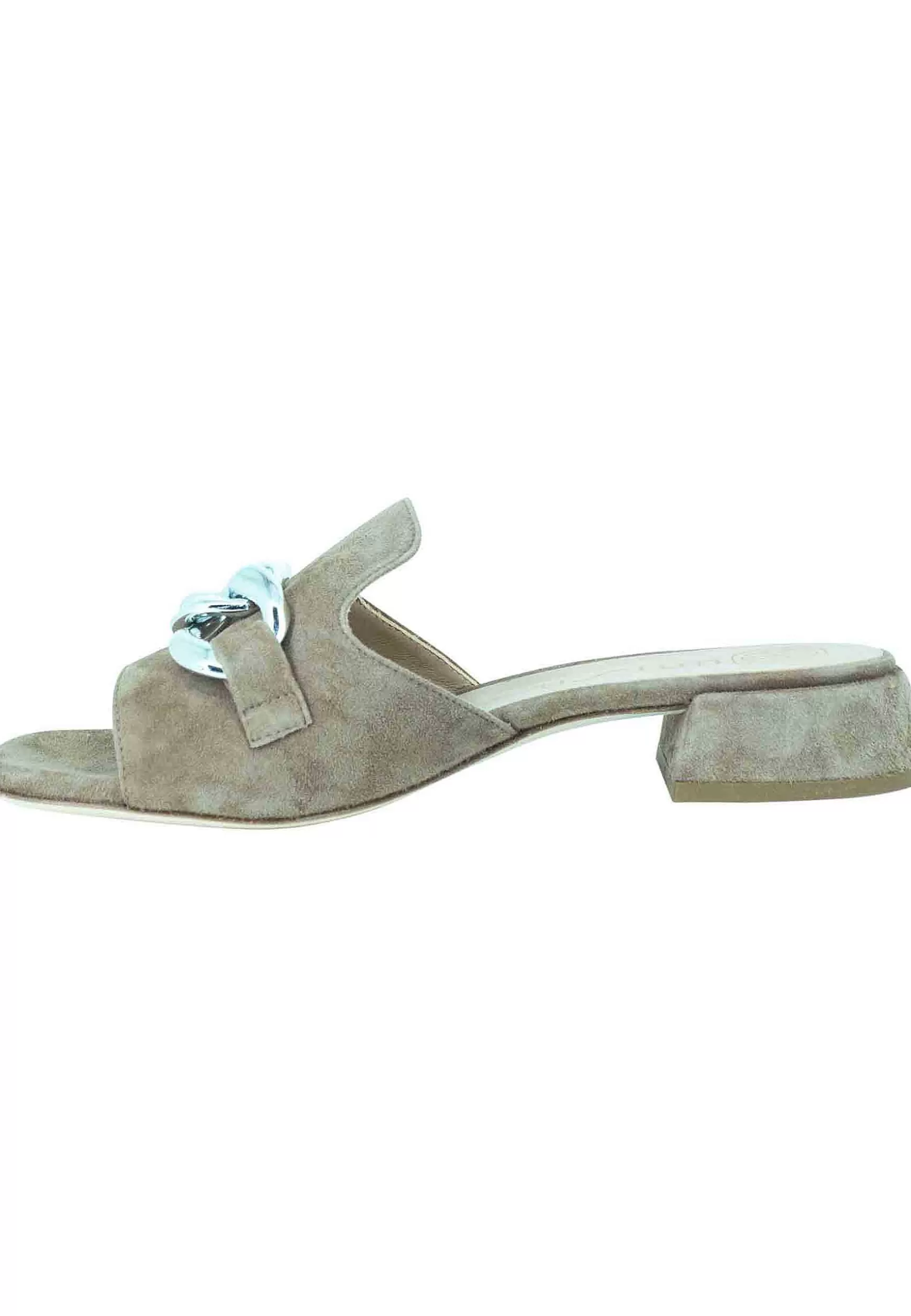 Sandali Da Donna In Camoscio Taupe Con Accessorio E Tacco Basso*Unisa Shop