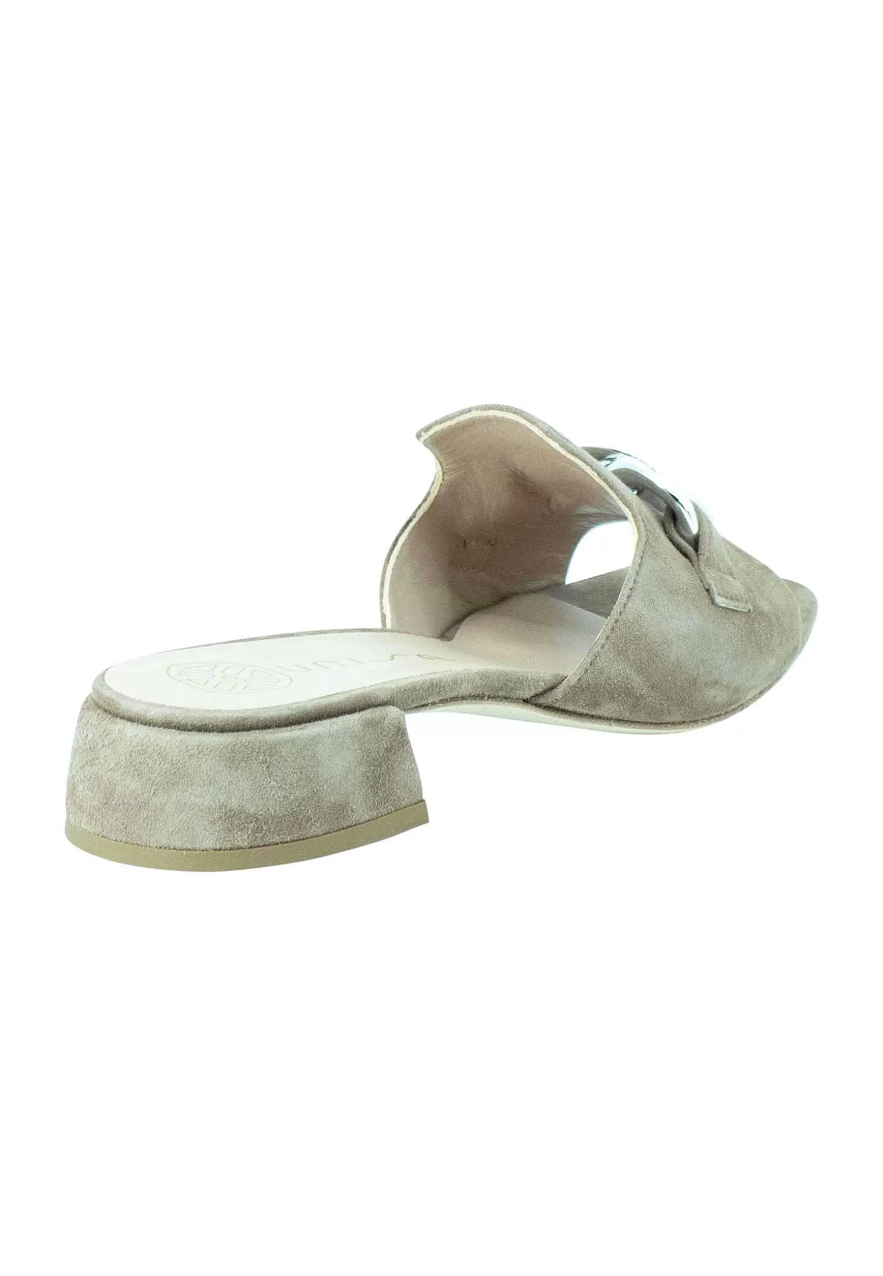 Sandali Da Donna In Camoscio Taupe Con Accessorio E Tacco Basso*Unisa Shop