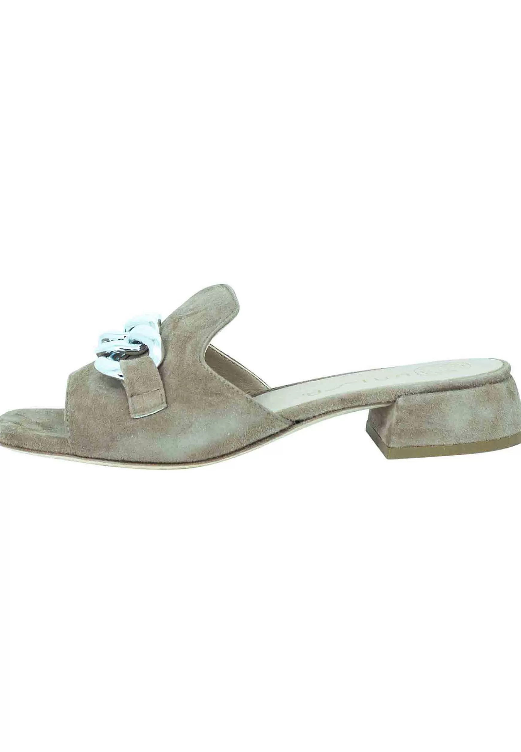Sandali Da Donna In Camoscio Taupe Con Accessorio E Tacco Basso*Unisa Shop