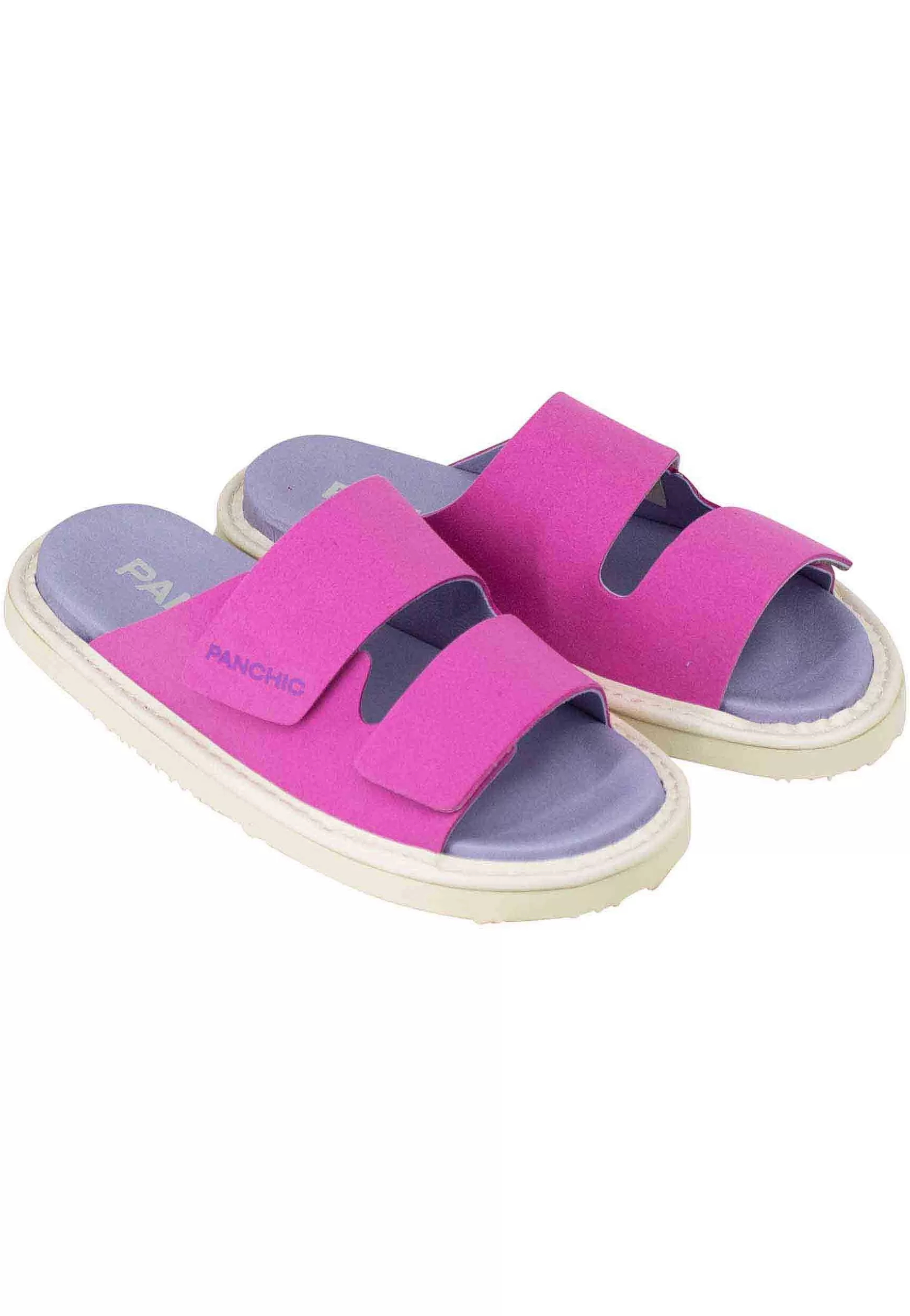 Sandali Donna A Doppia Fascia In Tessuto Rosa Fondo Gomma 0009G017*Panchic Best Sale