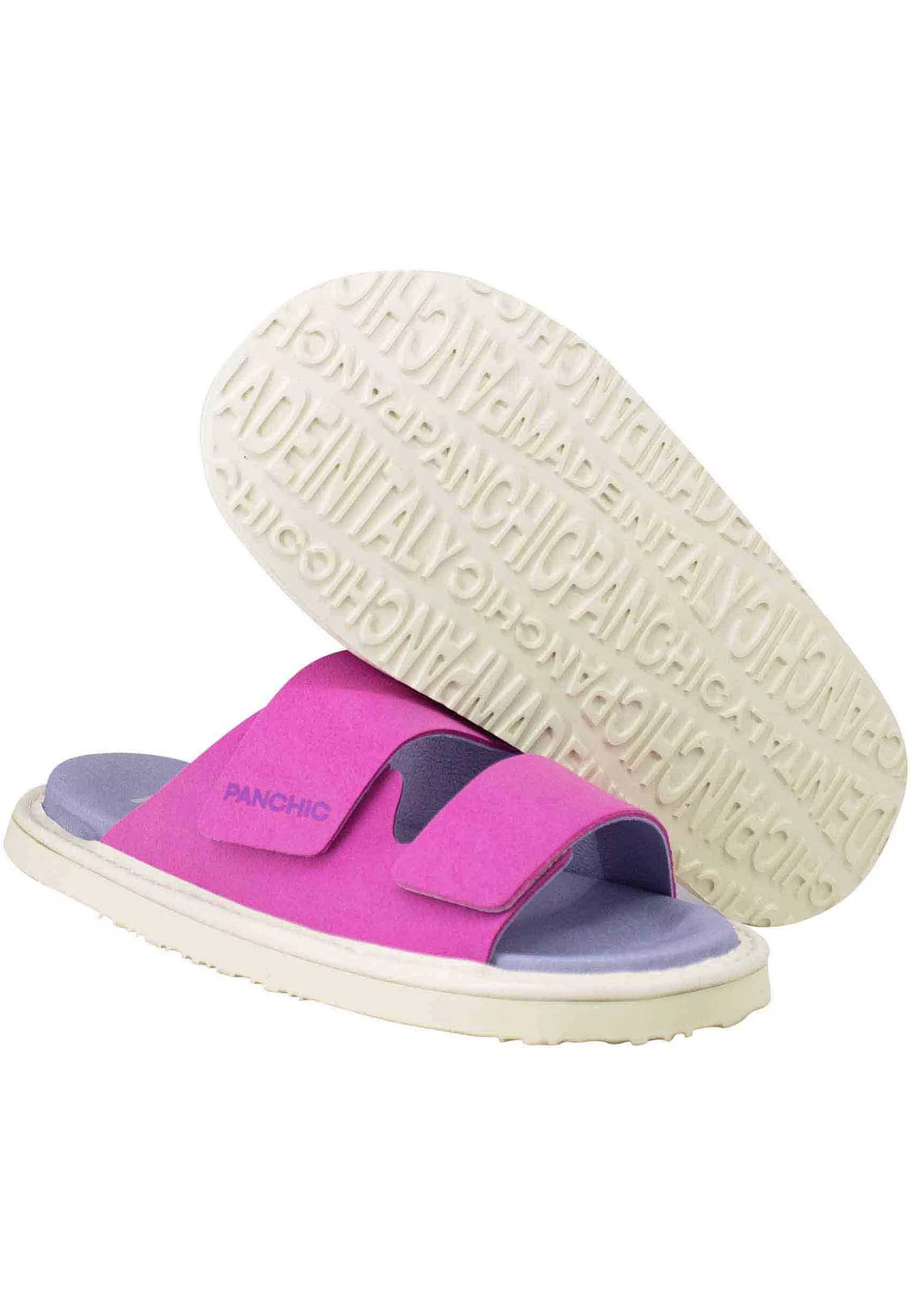 Sandali Donna A Doppia Fascia In Tessuto Rosa Fondo Gomma 0009G017*Panchic Best Sale