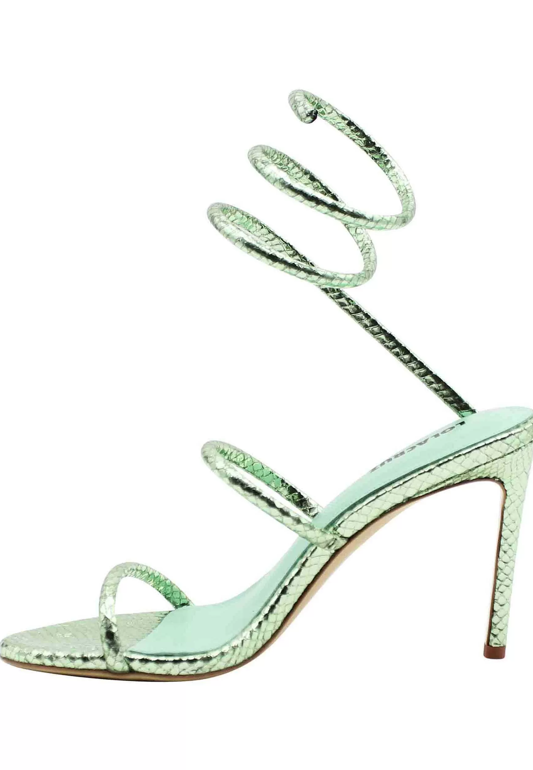 Sandali Donna Bardolino In Pelle Laminata Verde Con Strass E Cavigliera A Serpente Con Tacco Alto*Lola Cruz Online