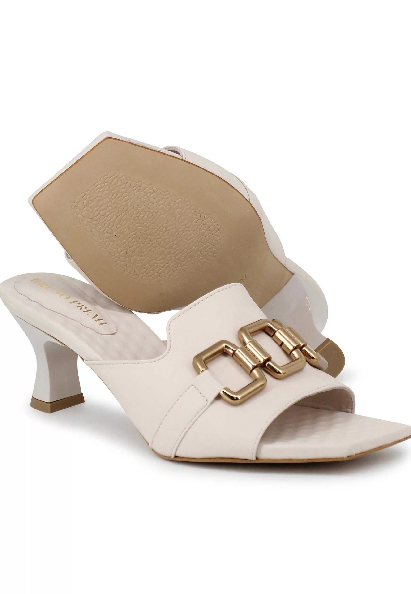 Sandali Donna Clet Gapo In Pelle Off White Con Morsetto*Bruno Premi Shop