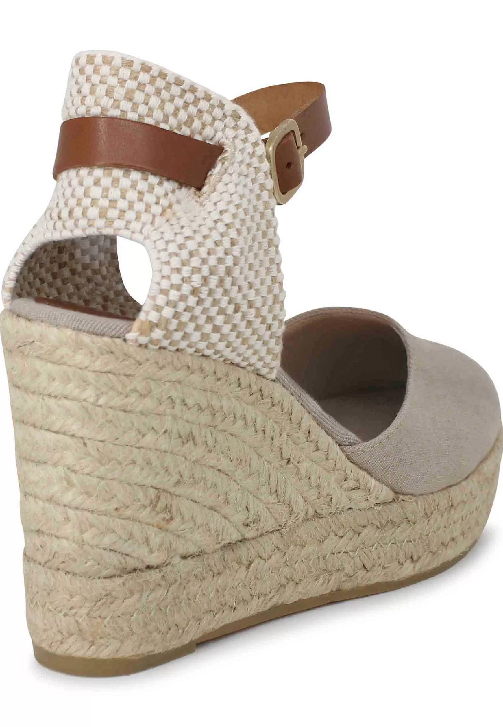 Sandali Donna Espadrillas In Canapa Beige Con Cinturino In Pelle*Suyute Shop