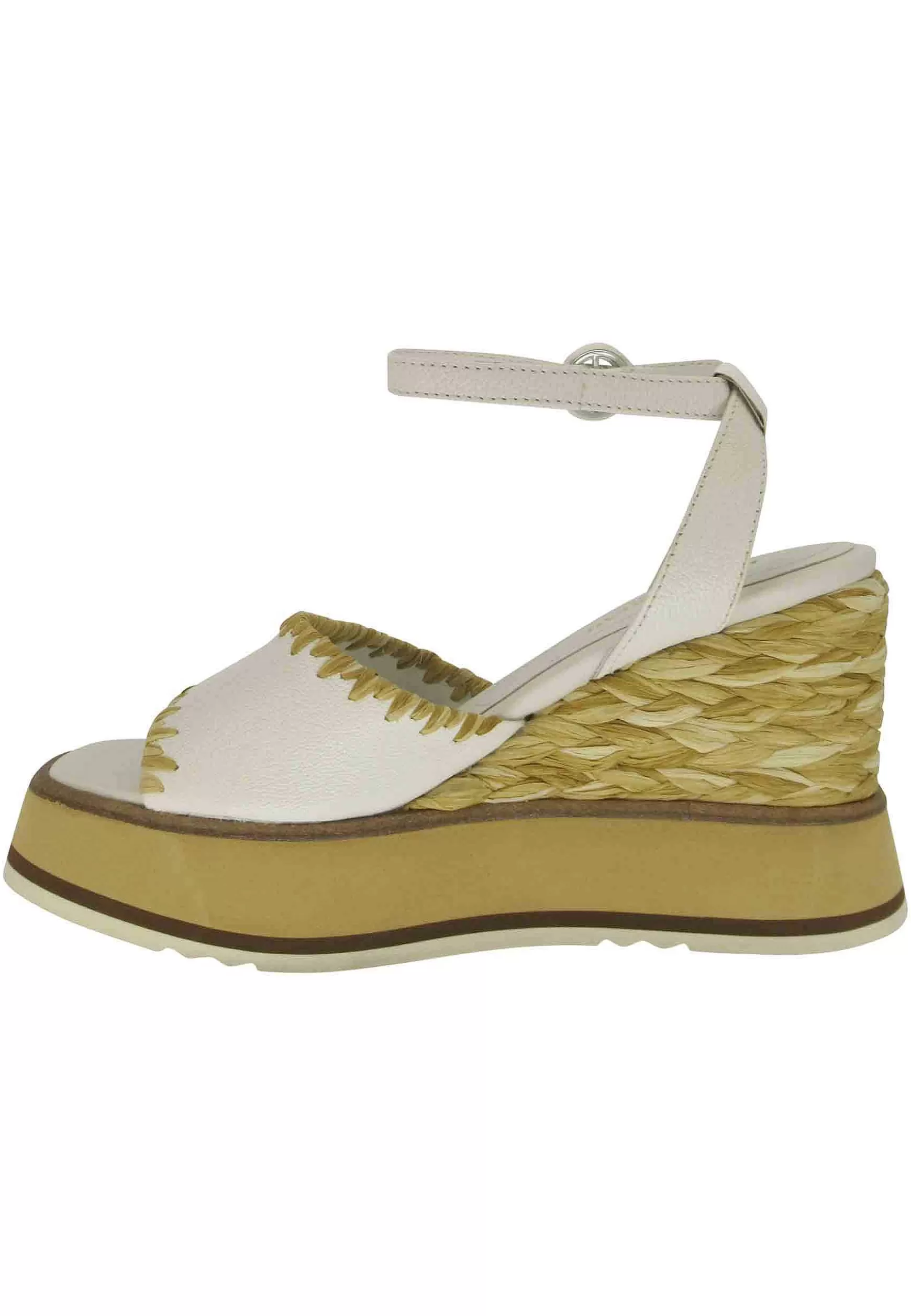 Sandali Donna Fara Shea In Pelle Bianca Con Zeppa Alta E Cinturino Alla Caviglia*Bruno Premi Best Sale