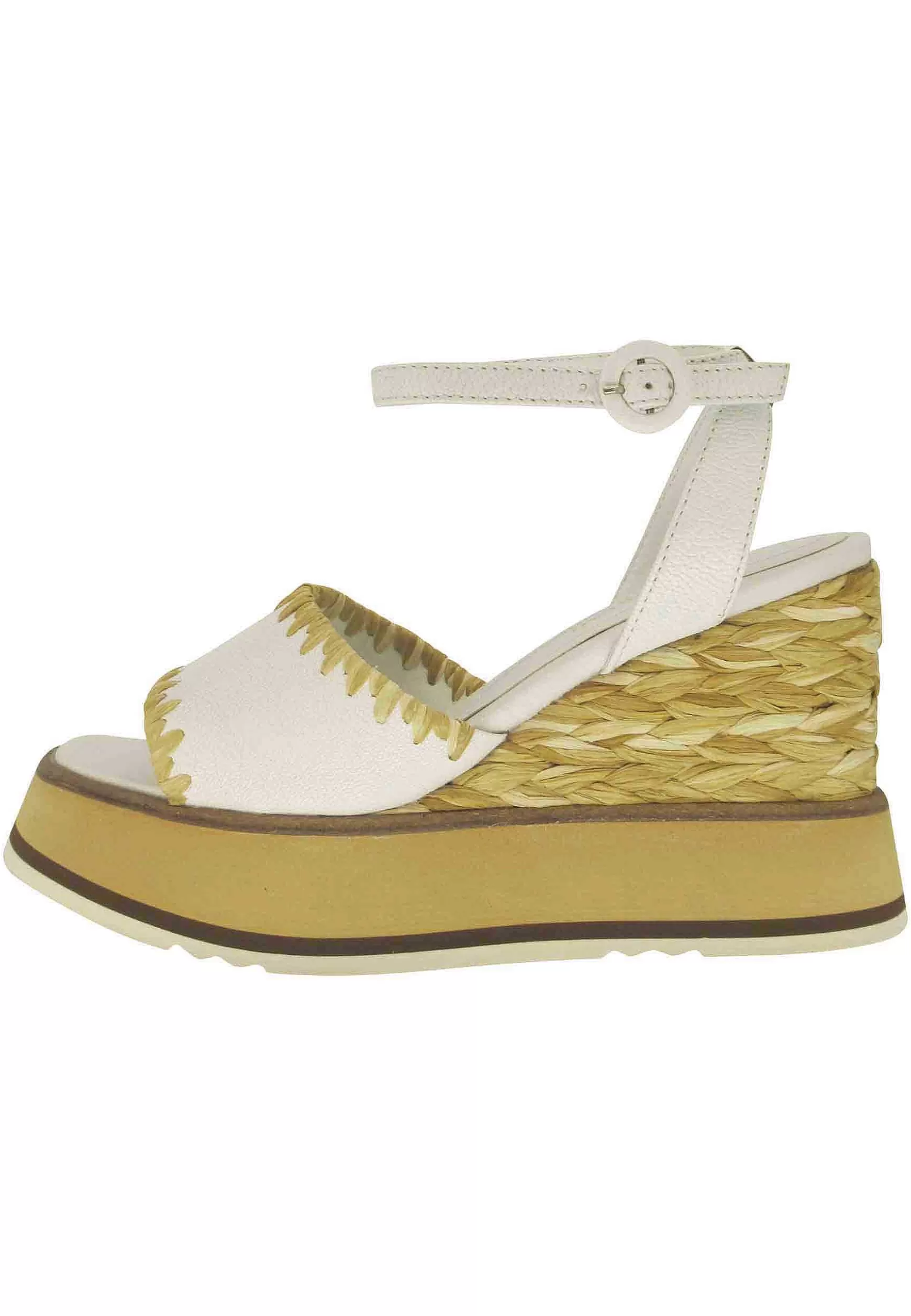 Sandali Donna Fara Shea In Pelle Bianca Con Zeppa Alta E Cinturino Alla Caviglia*Bruno Premi Best Sale