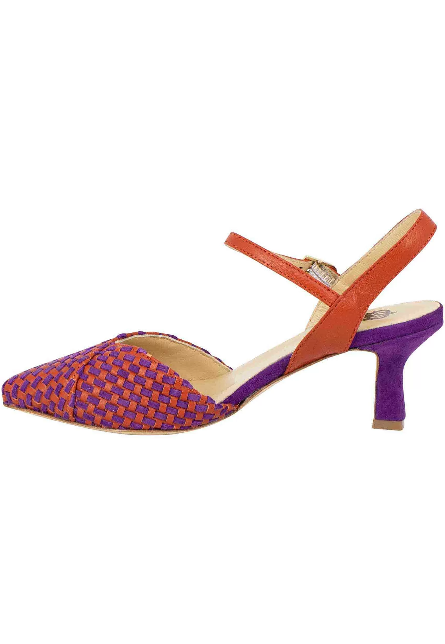 Sandai Donna In Camoscio E Pee Bicoore Cuoio E Vioa Con Cinturino Aa Cavigia*L Cheap