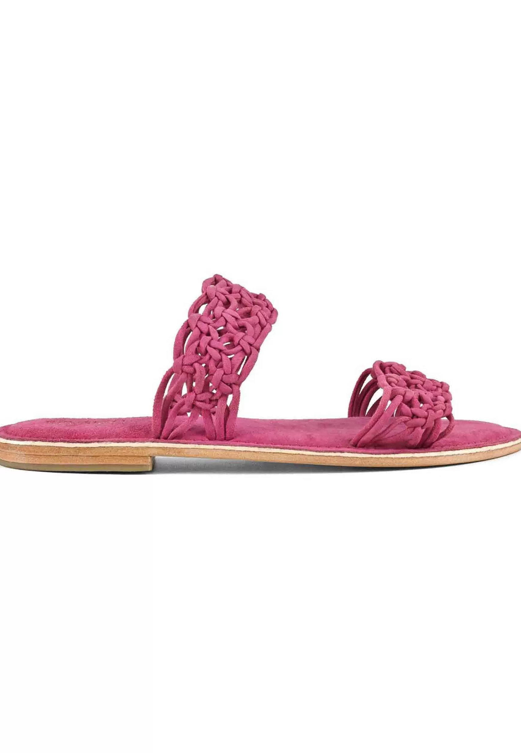 Sandali Donna In Camoscio Fuxia A Doppia Fascia Con Nodi*Coral Blue Cheap