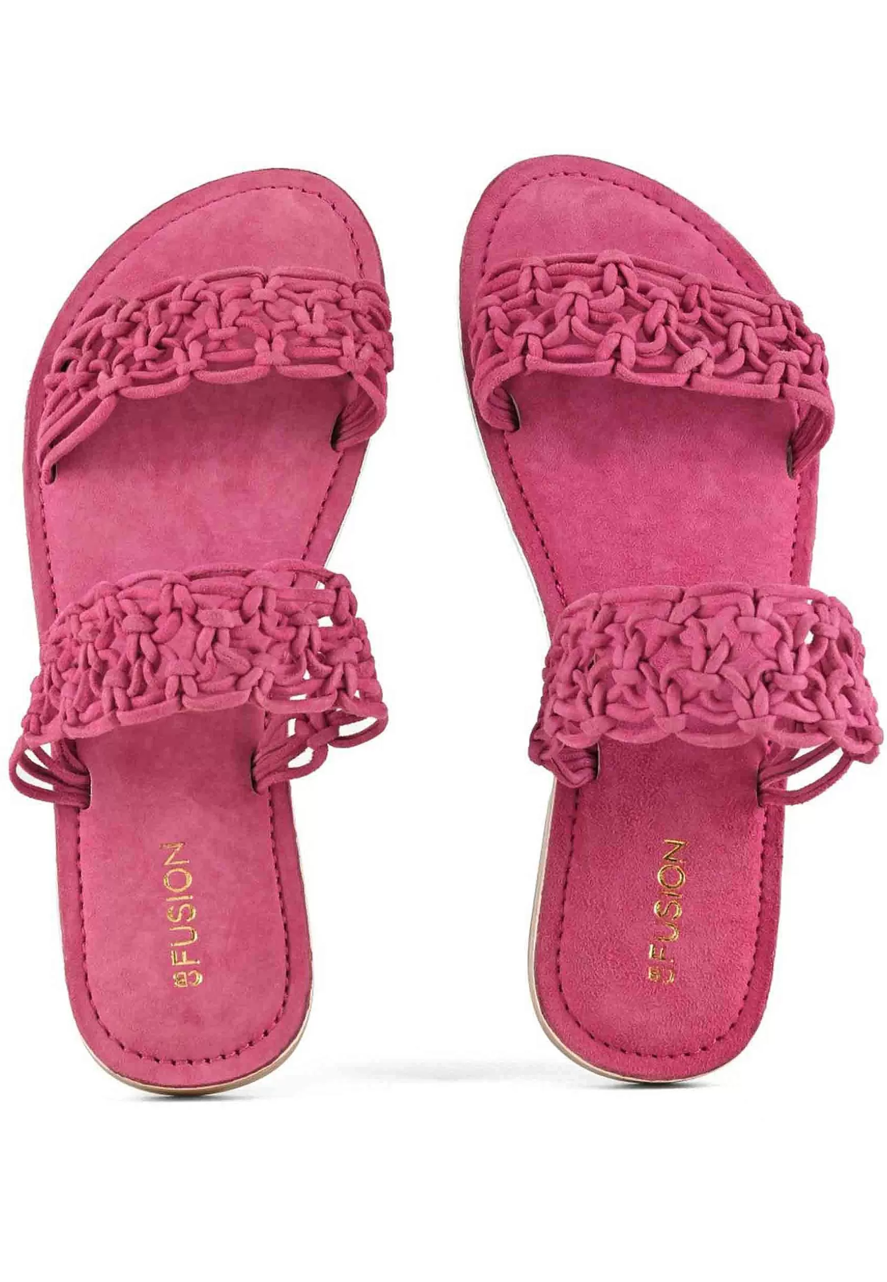Sandali Donna In Camoscio Fuxia A Doppia Fascia Con Nodi*Coral Blue Cheap