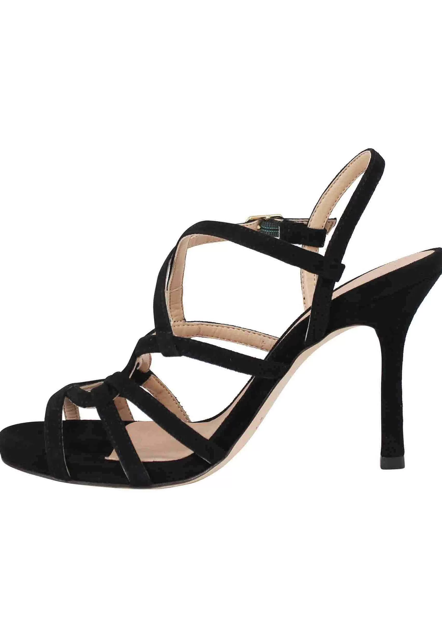 Sandali Donna In Camoscio Nero Con Tacco Alto E Cinturino Alla Caviglia*Unisa New