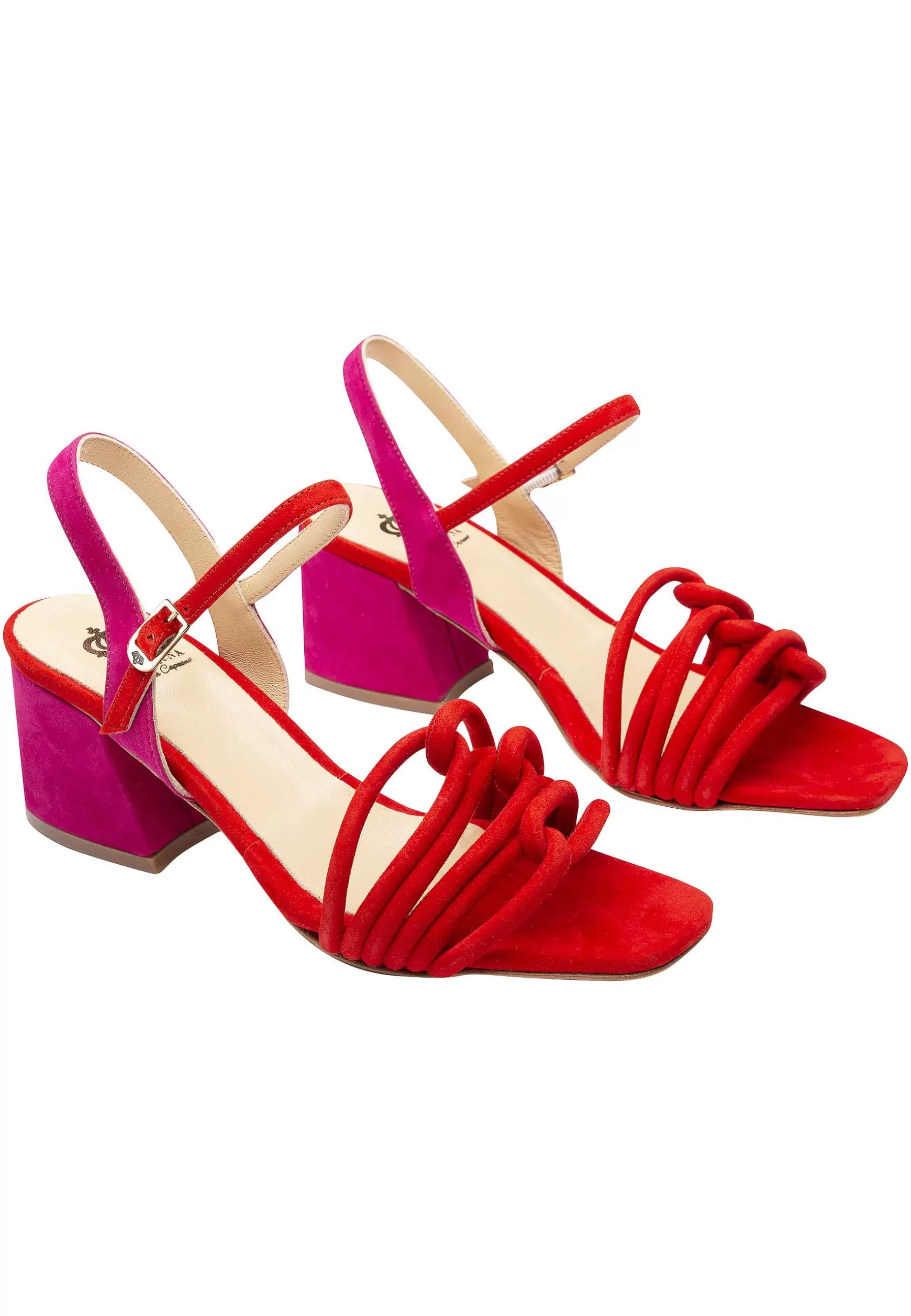 Sandai Donna In Camosico Rosso E Fuxia Con Cinturino Aa Cavigia E Suoa In Cuoio*L Clearance